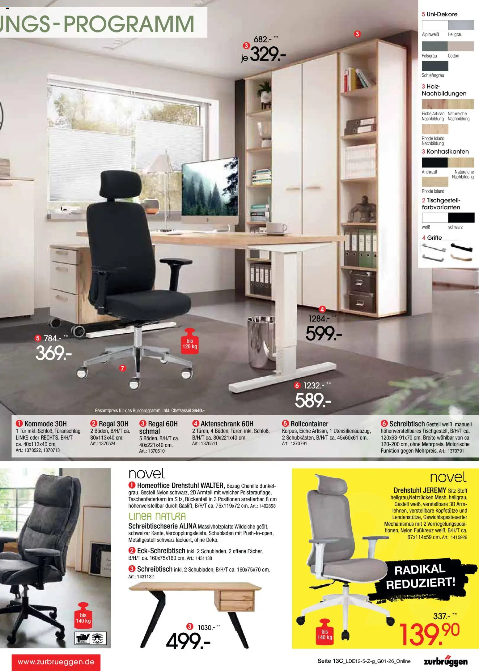 Zurbrüggen - Inventur-Verkauf – gültig ab 26.12.2025 | Seite: 17 | Produkte: Kommode, Regal, Chefsessel, Rollcontainer