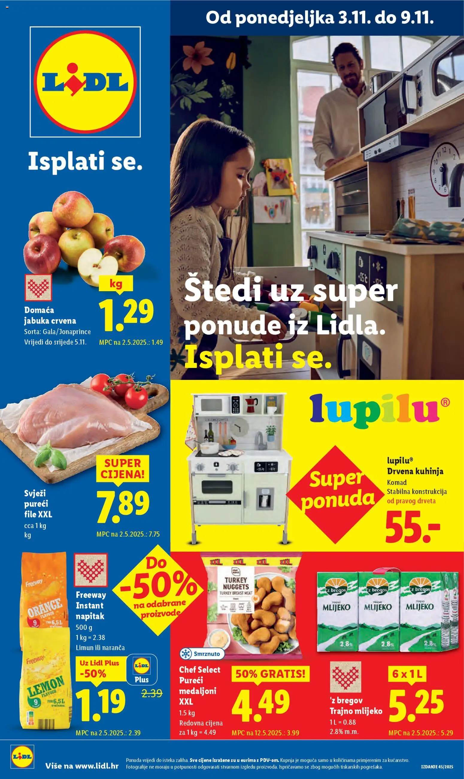 Lidl katalog | vrijedi od 03.11.2025 | Stranica: 1 | Proizvodi: Mlijeko, Limun, Kuhinja, Jabuka