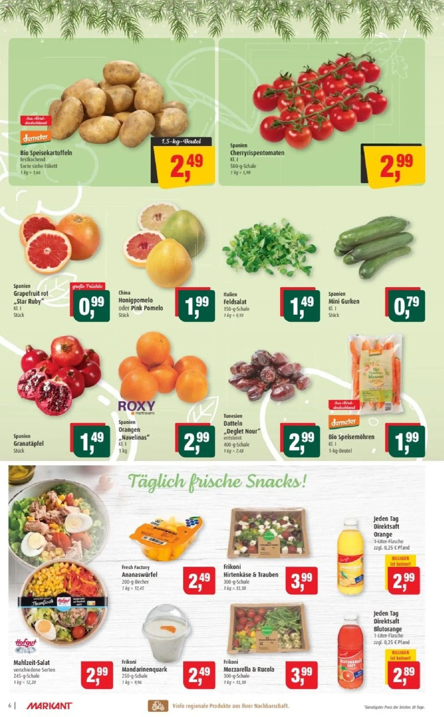 Markant Prospekt 	 – gültig ab 01.12.2025 | Seite: 6 | Produkte: Granatapfel, Trauben, Rucola, Orangen