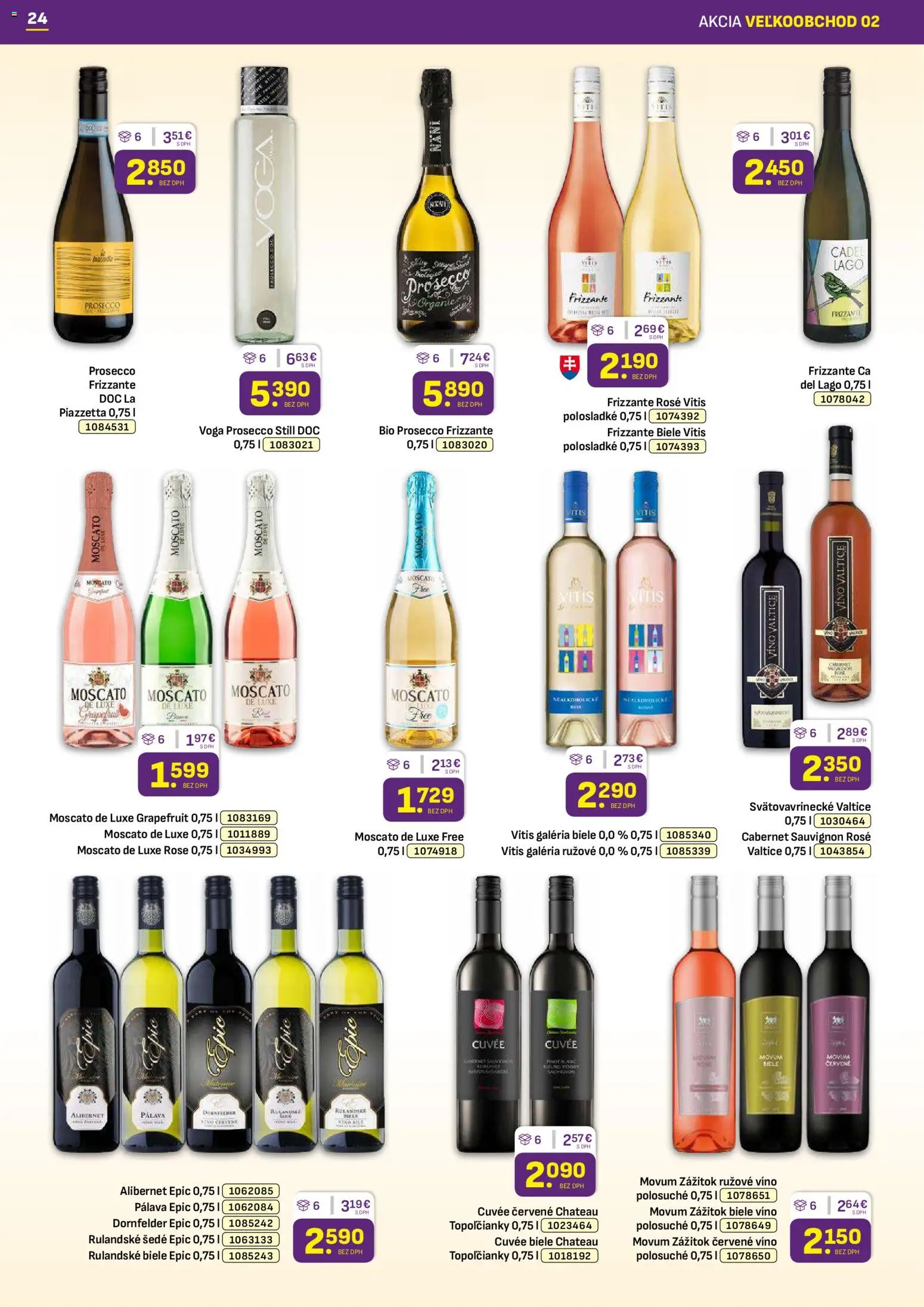 Nové Libex akcie – leták je platný od 19.01.2026 | Strana: 24 | Produkty: Prosecco, Rúžové víno, Červené víno, Grapefruit