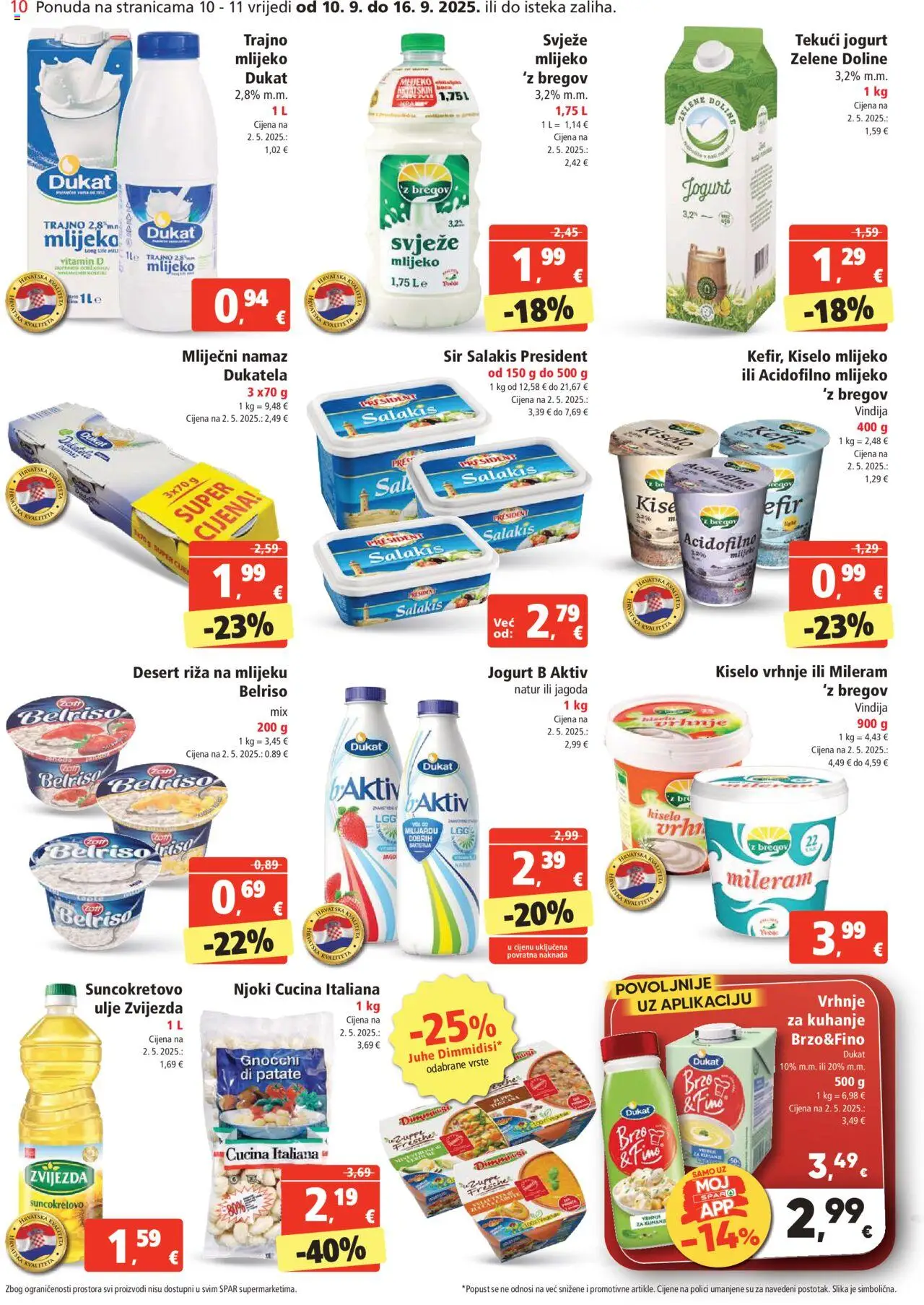 Spar katalog | vrijedi od 10.09.2025 | Stranica: 10 | Proizvodi: Mlijeko, Riža, Kiselo vrhnje, Mileram