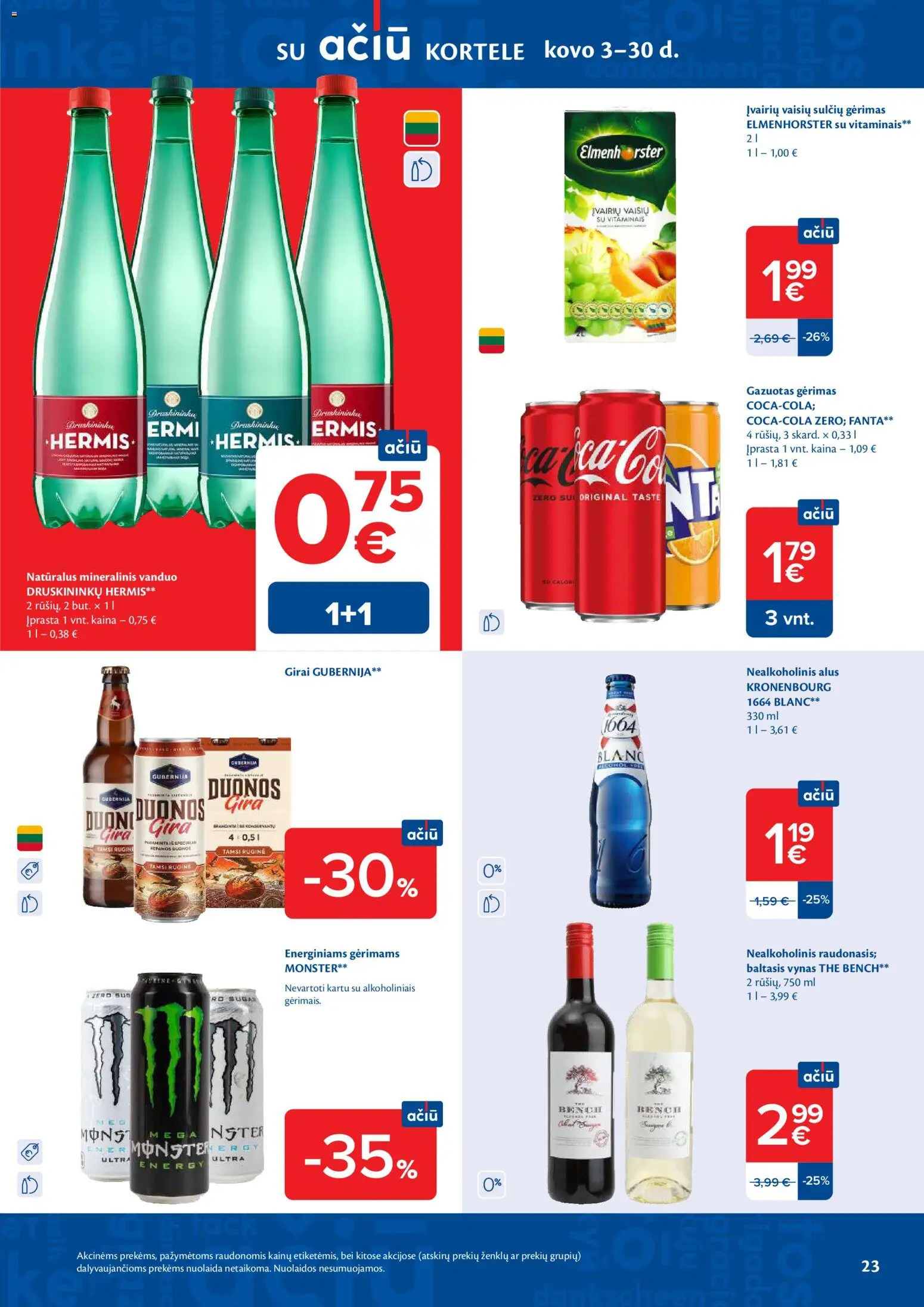 MAXIMA akcijos nuo 24.03.2026 | Puslapis: 23 | Prekių: Nealkoholinis alus, Vynas, Alus, Mineralinis vanduo