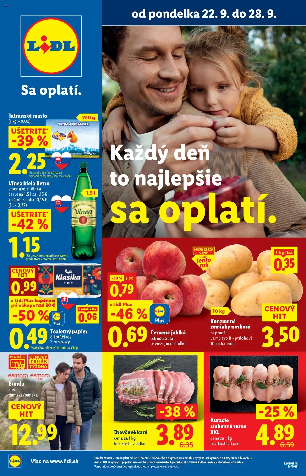 Nové Lidl akcie – leták je platný od 22.09.2025 | Strana: 5 | Produkty: Maslo, Zemiaky, Tatranské maslo, Vinea