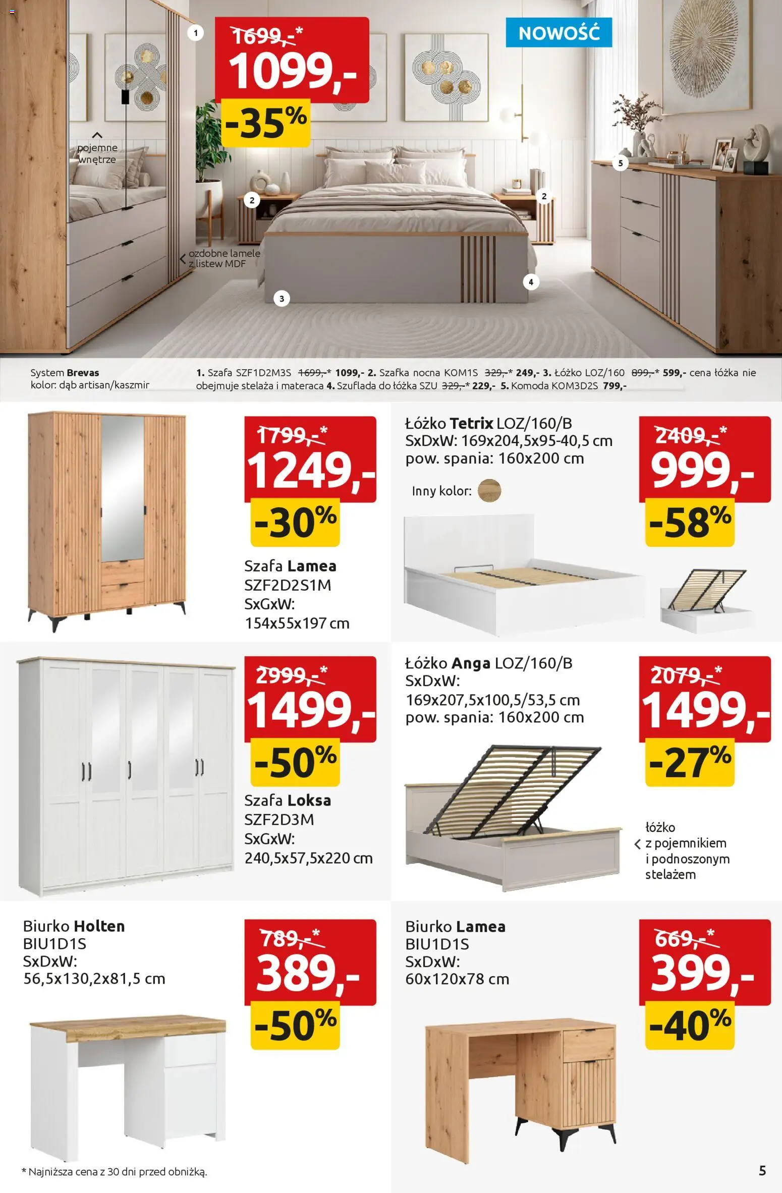 Black Red White promocje od 20.03.2026 | Strona: 5 | Produkty: Łóżko, Szafa, Komoda, Biurko