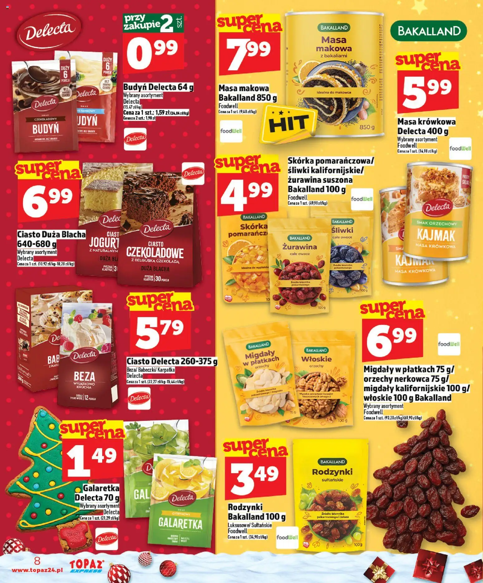 Topaz Gazetka - Express od 11.12.2025 | Strona: 8 | Produkty: Galaretka, Ciasto, Żurawina, Rodzynki