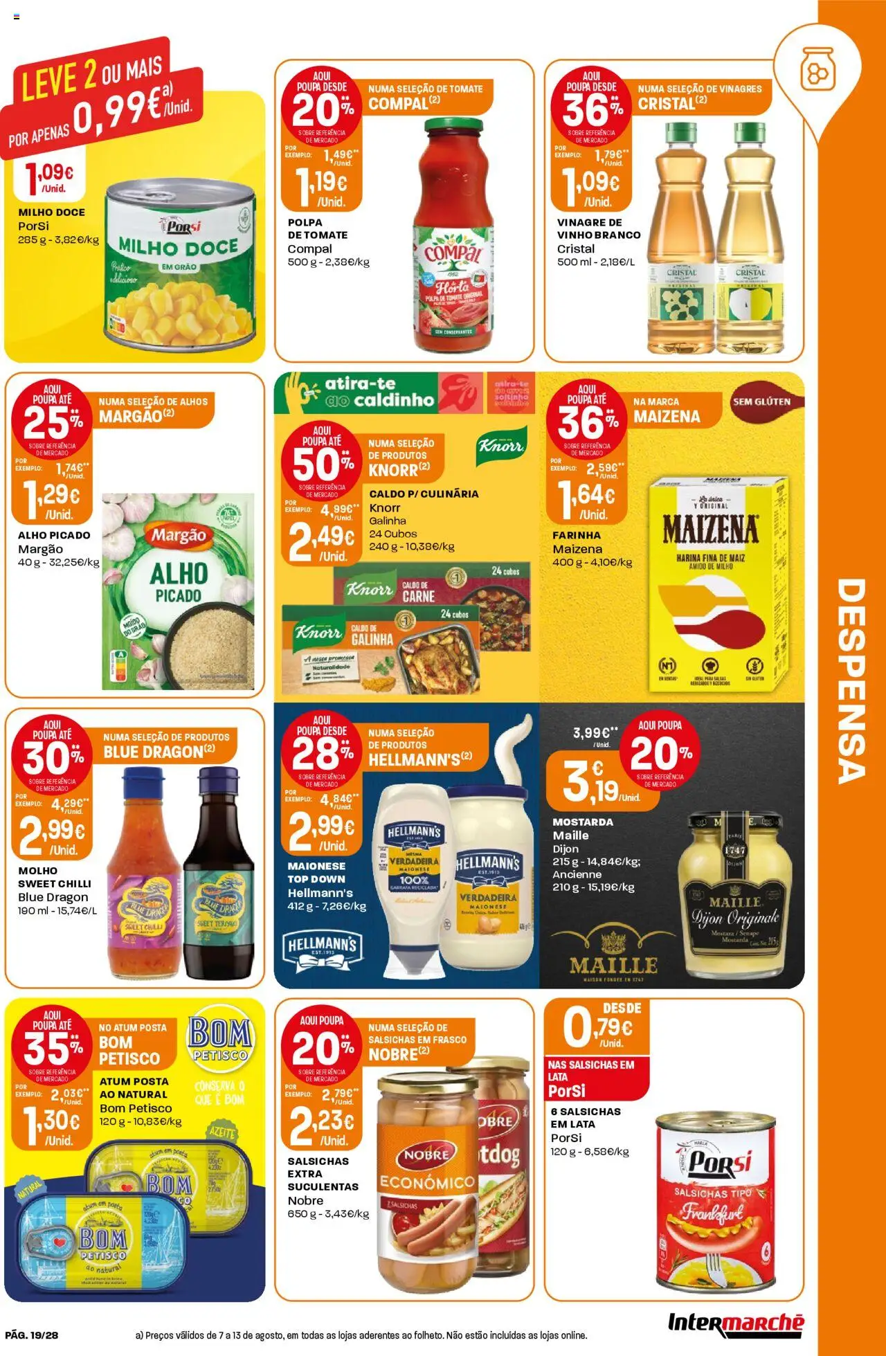 Intermarché folheto │ válido de 07.08.2025 | Página: 19 | Produtos: Vinagre, Carne, Tomate, Milho