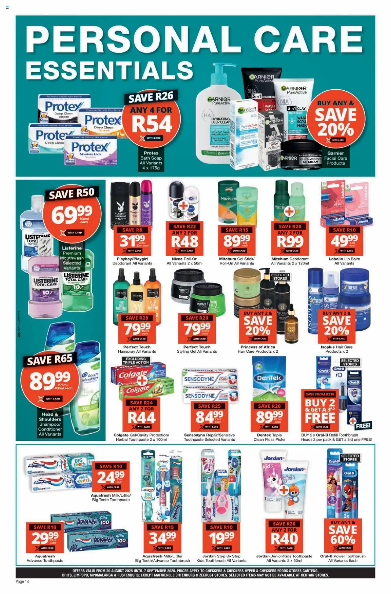 Checkers Gauteng - August Month-End Promotion │ valid from 20.08.2025 | Page: 14 | Products: Lock, Soap, Mouthwash, Clay