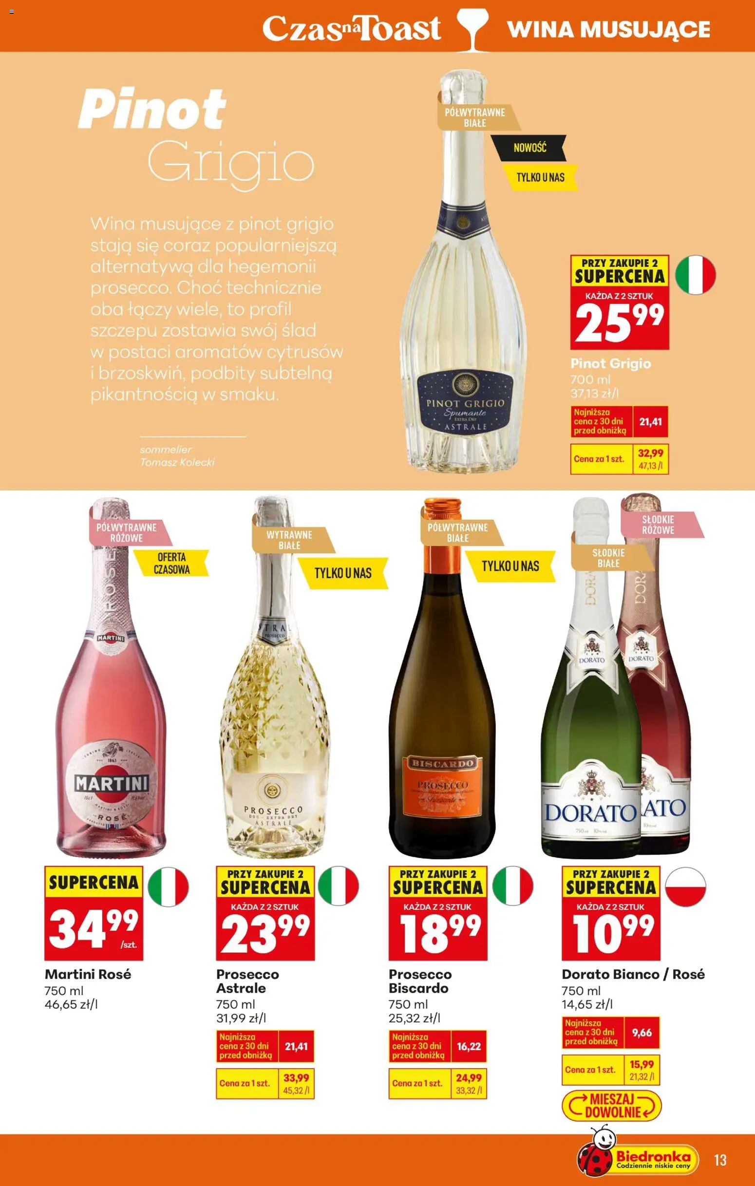 Biedronka Polsko leták - Czas na toast od 23.02.2026 | Strana: 17 | Produkty: Prosecco, Martini, Pinot Grigio
