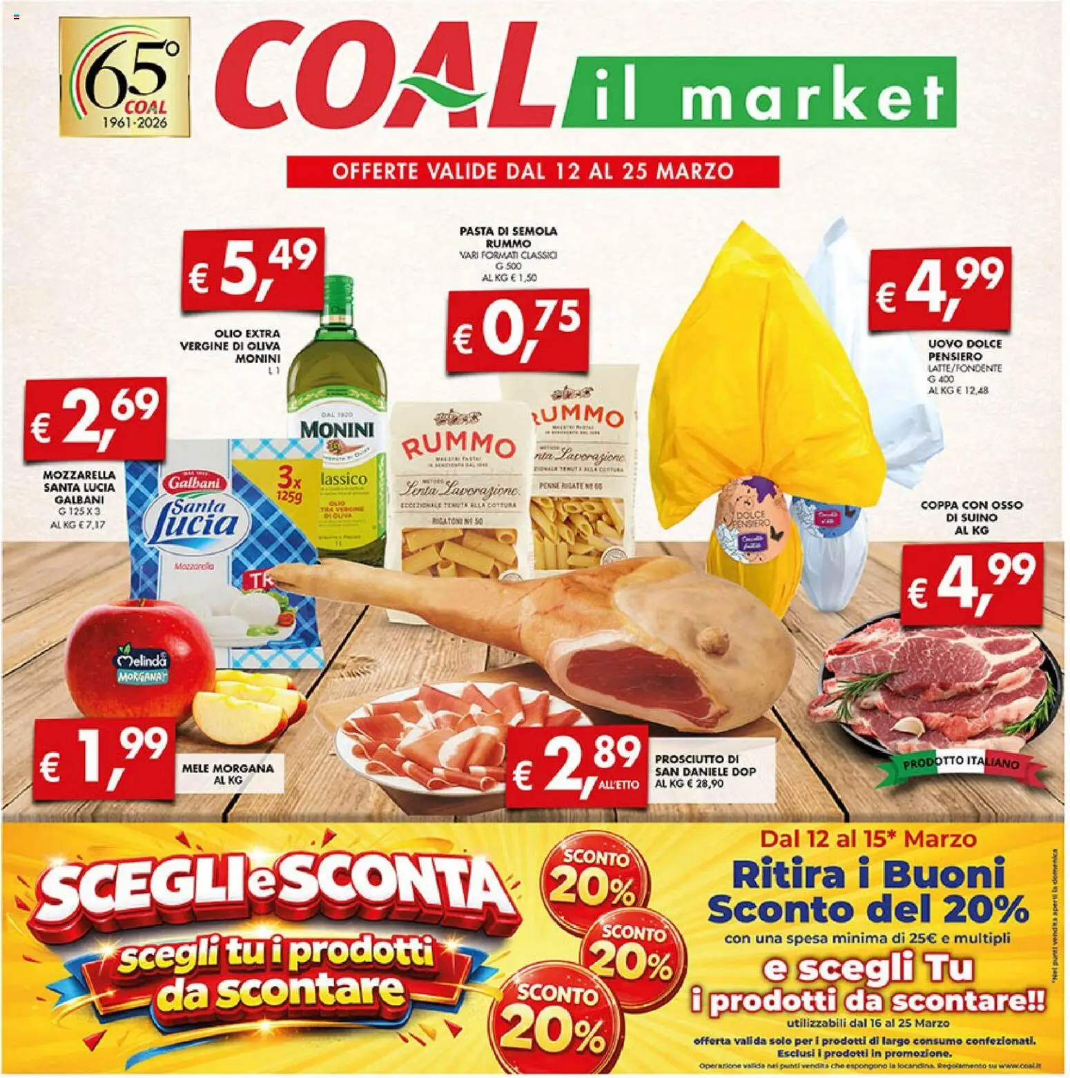 Volantino Coal del 12.03.2026 | Pagina: 1 | Prodotti: Mele, Olio, Olio extra vergine, Penne