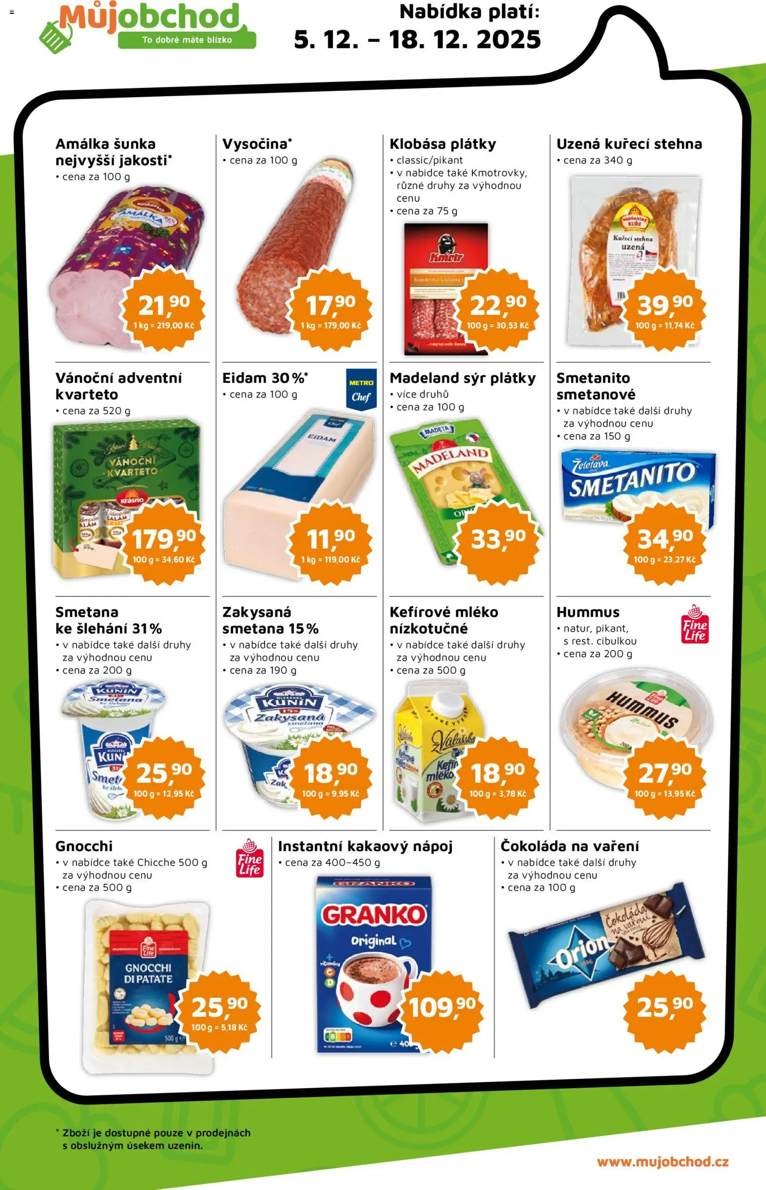 Můj obchod leták od 05.12.2025 | Strana: 2 | Produkty: Hummus, Šunka, Klobása, Kuřecí stehna uzená