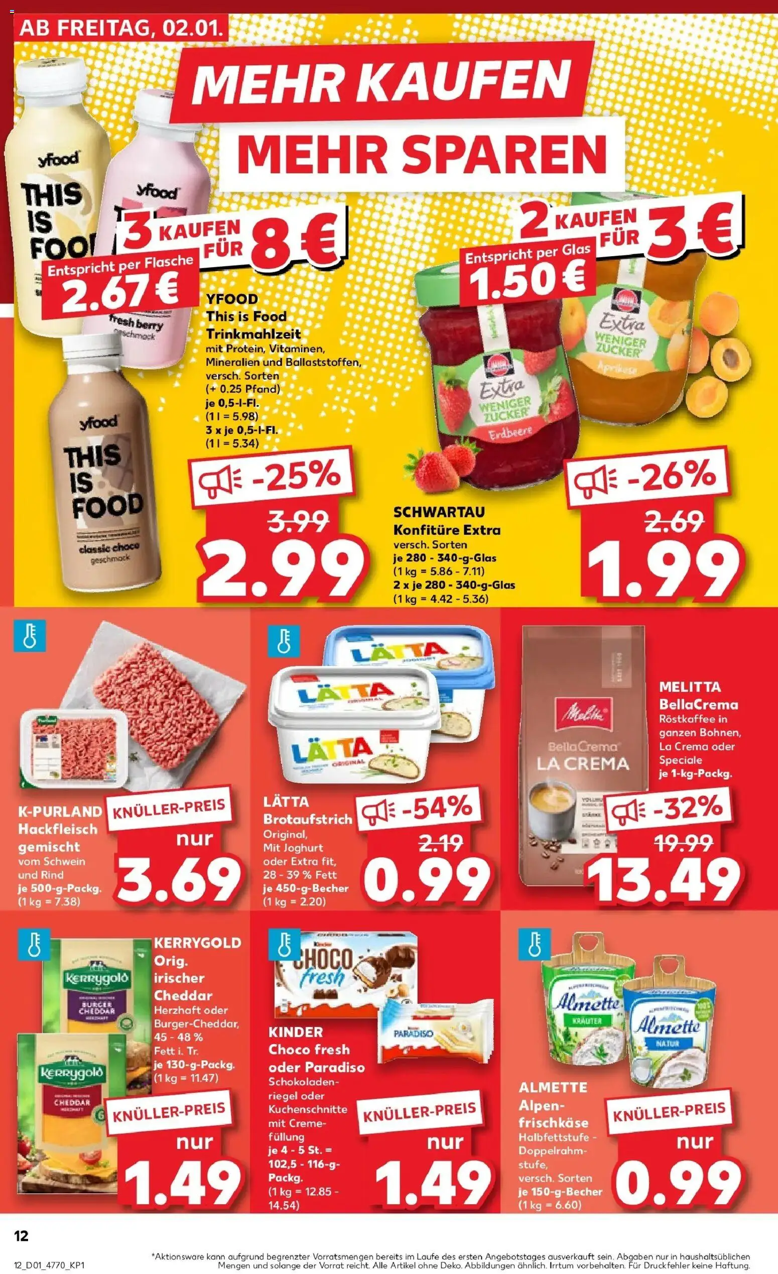 Kaufland prospekt Aschaffenburg	 – gültig ab 05.01.2026 | Seite: 12 | Produkte: Almette, Joghurt, YFood, Frischkase