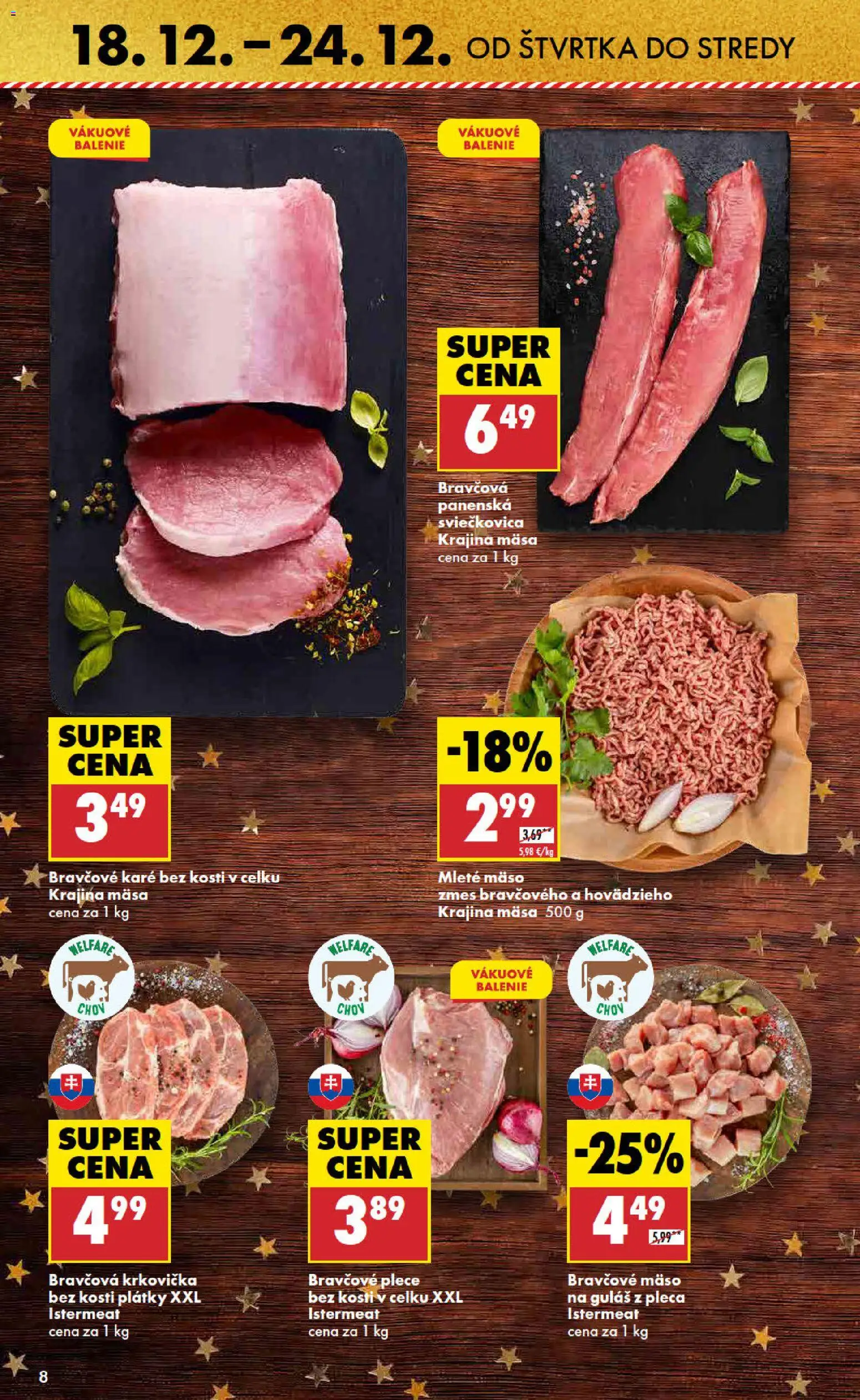 Nové Biedronka akcie – leták je platný od 18.12.2025 | Strana: 8 | Produkty: Bravčová krkovička, Bravčové plece, Krkovička, Bravčové mäso