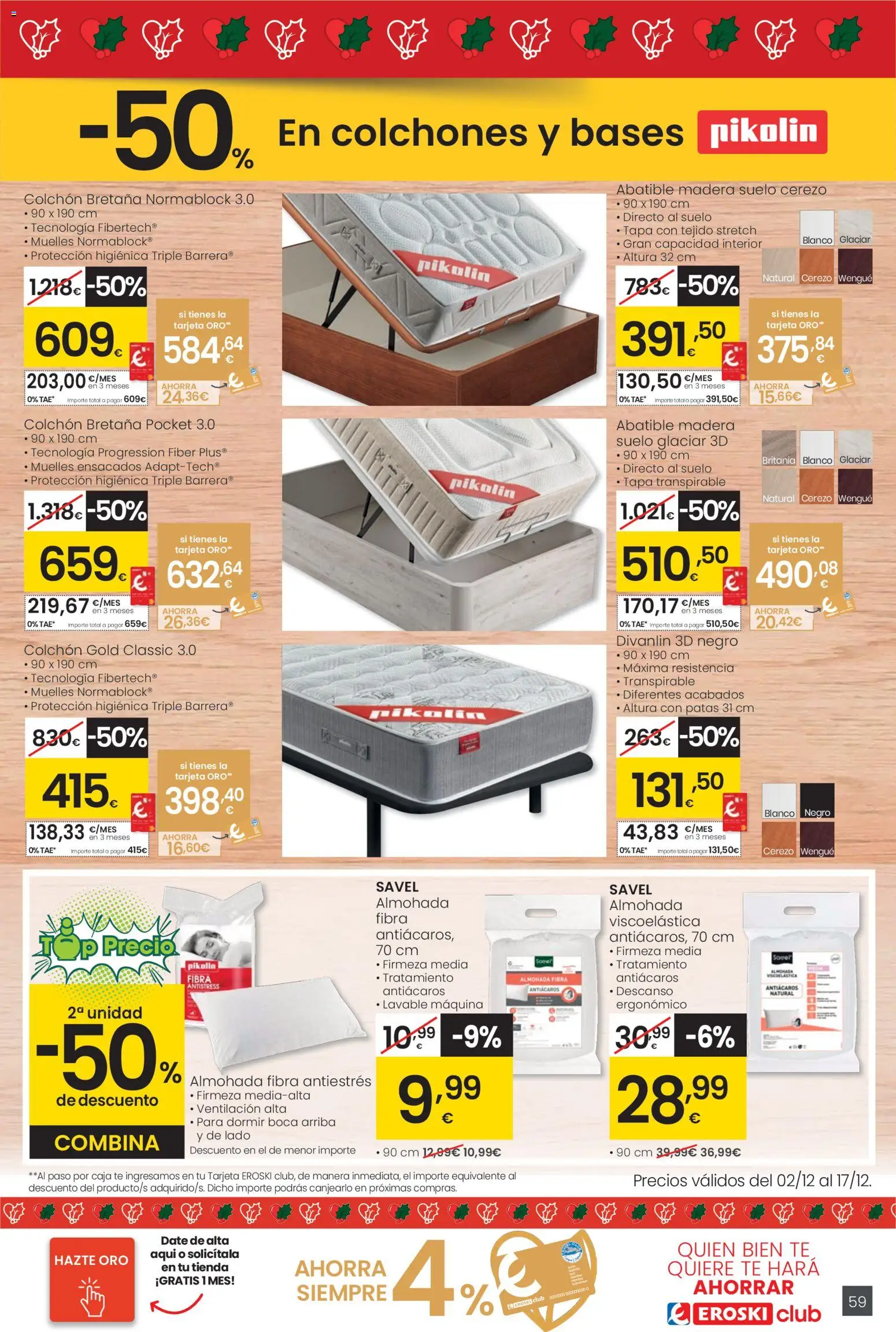 Eroski - Ofertón Navidad  │ válido desde el 27.11.2025 | Página: 59 | Productos: Té, Colchon, Almohada, Caja