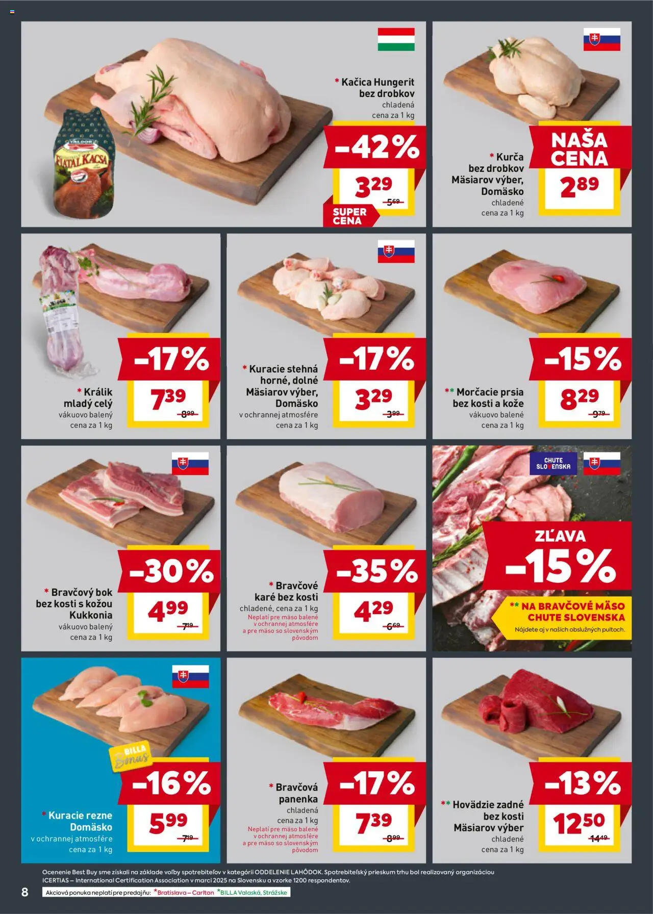 Nové Billa akcie – leták je platný od 10.09.2025 | Strana: 8 | Produkty: Bravčová panenka, Kačica, Kuracie stehná, Kurča