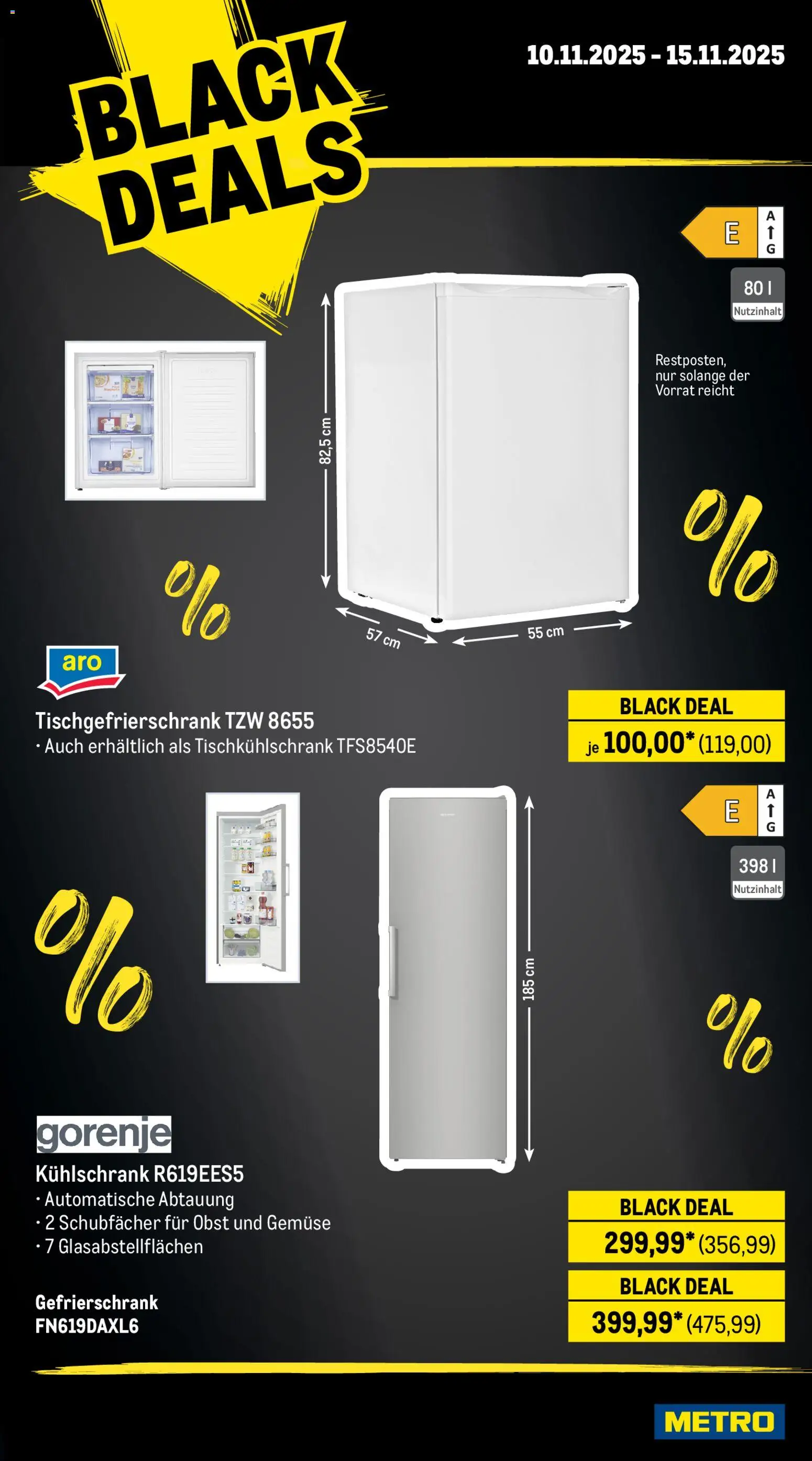 Metro - Black Friday – gültig ab 10.11.2025 | Seite: 19 | Produkte: Gorenje, Kühlschrank, Gemüse, Obst
