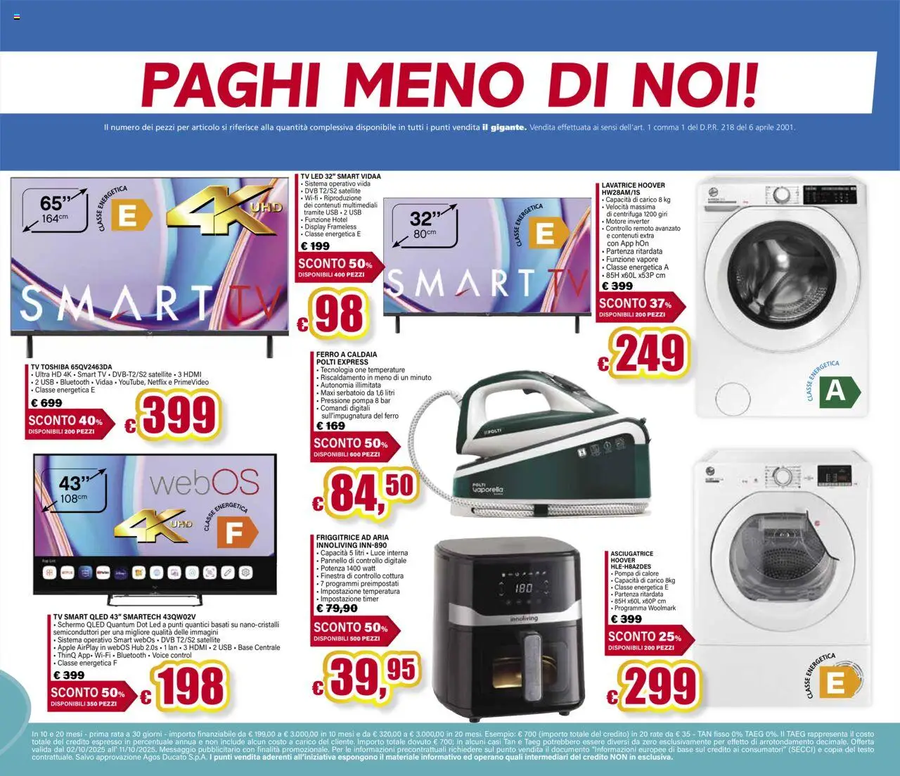 Volantino Il Gigante del 02.10.2025 | Pagina: 7 | Prodotti: Friggitrice ad aria, Caldaia, Lavatrice, TV