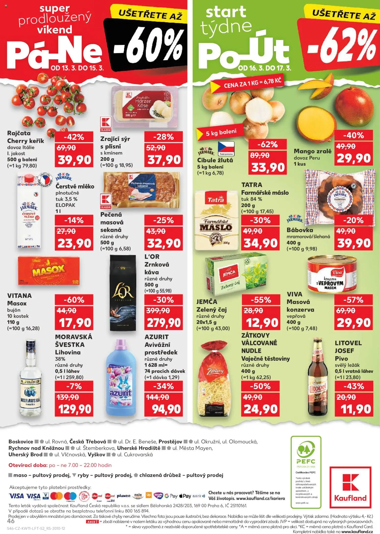 Kaufland leták od 11.03.2026 | Strana: 46 | Produkty: Rajčata, Ryby, Zrnková káva, Nudle