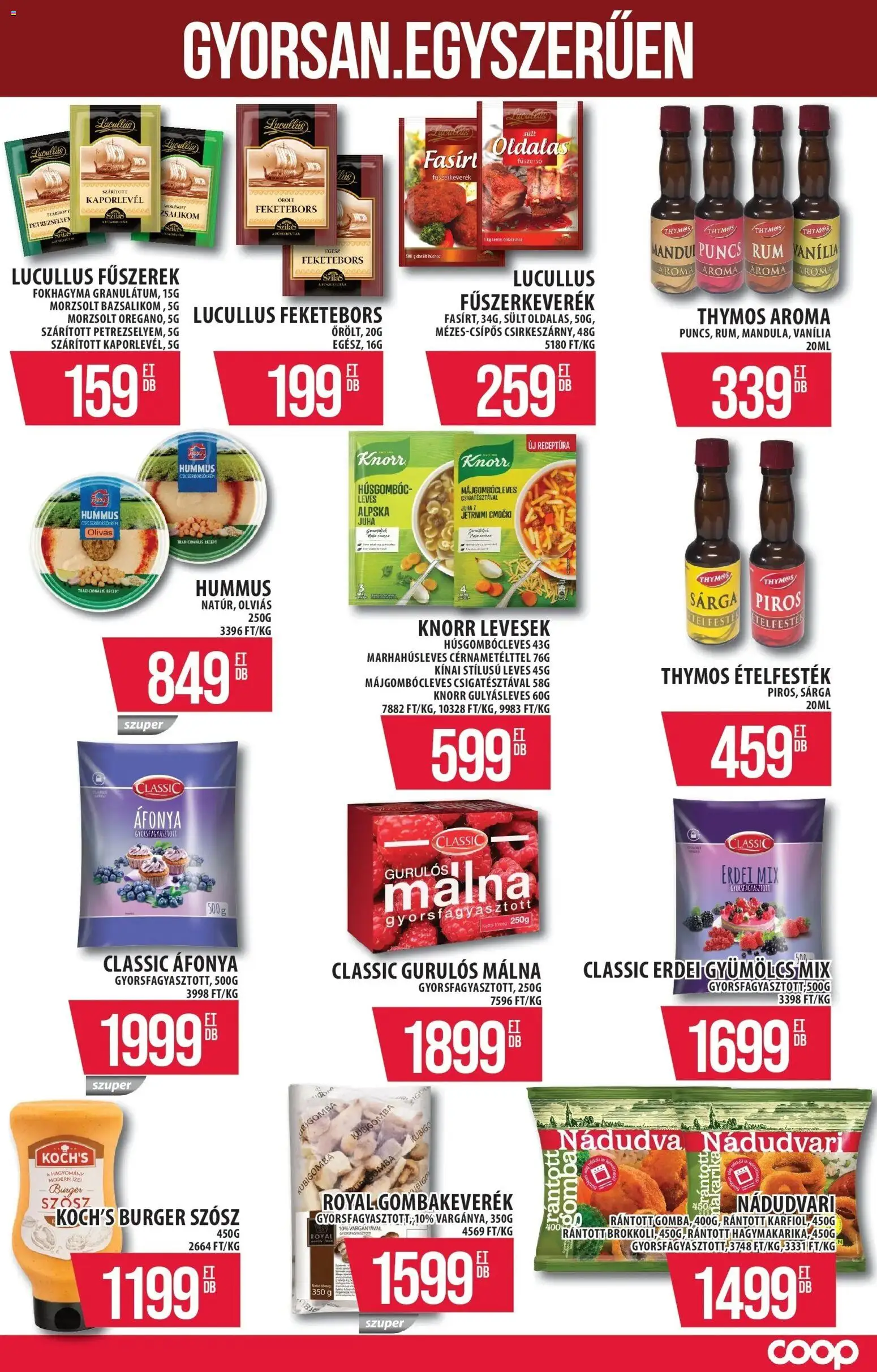 COOP Szolnok akciós ujság - amely érvényes a következő dátumtól: 12.03.2026 | Oldal: 9 | Termékek: Fűszerkeverék, Gyümölcs, Fűszerek, Szósz