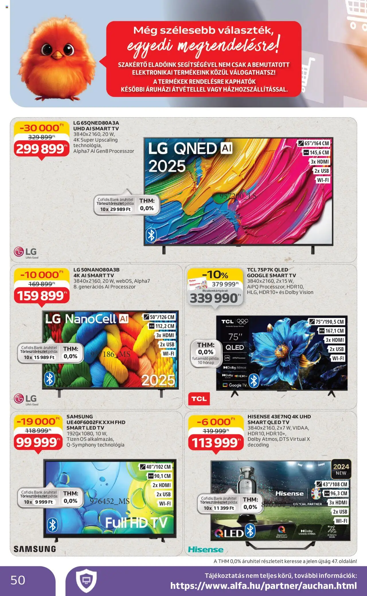 Auchan akciós ujság - amely érvényes a következő dátumtól: 07.08.2025 | Oldal: 50 | Termékek: USB, TV, Smart tv, Samsung