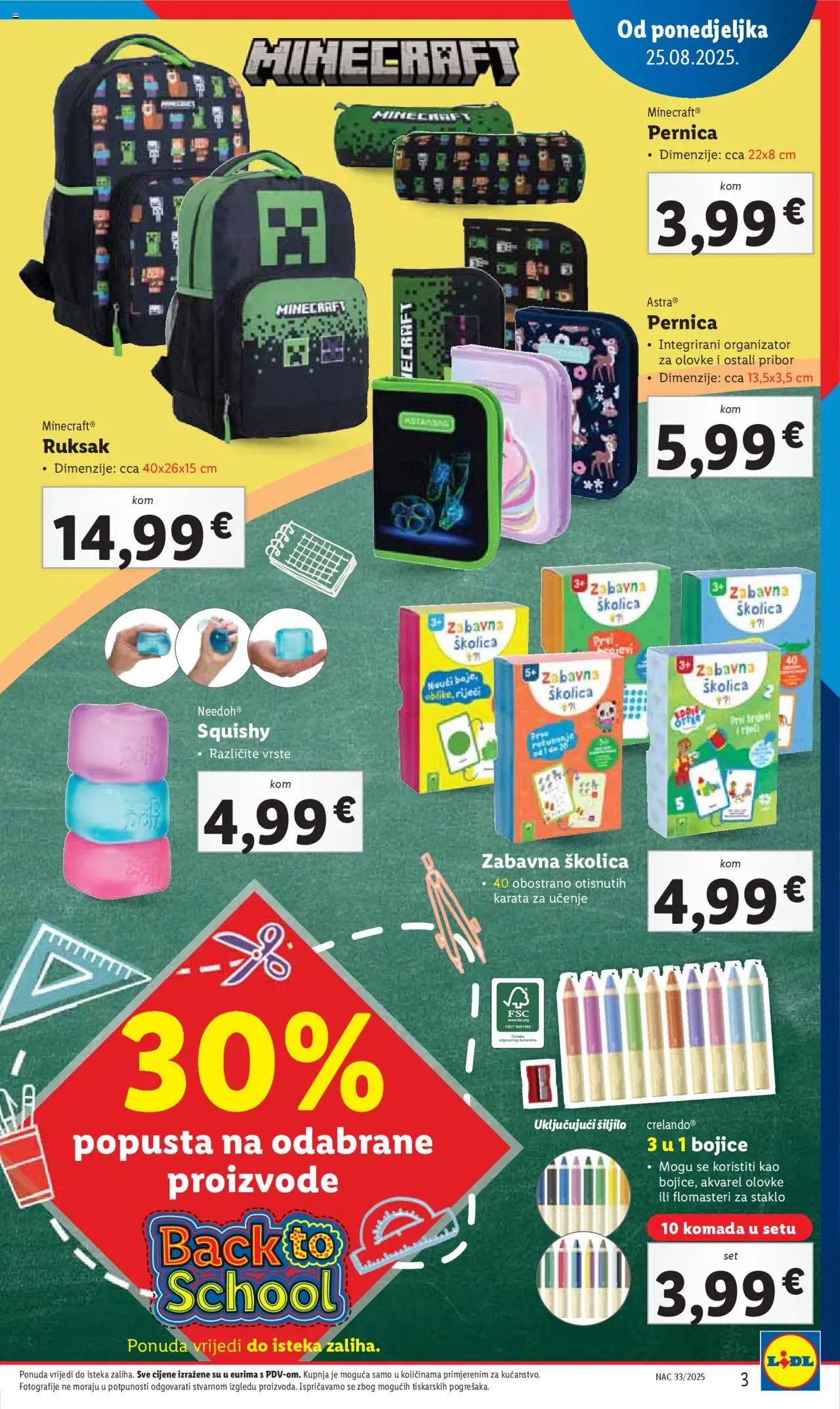 Lidl katalog | vrijedi od 31.07.2025 | Stranica: 3 | Proizvodi: Šiljilo, Čaše, Ruksak, Flomasteri