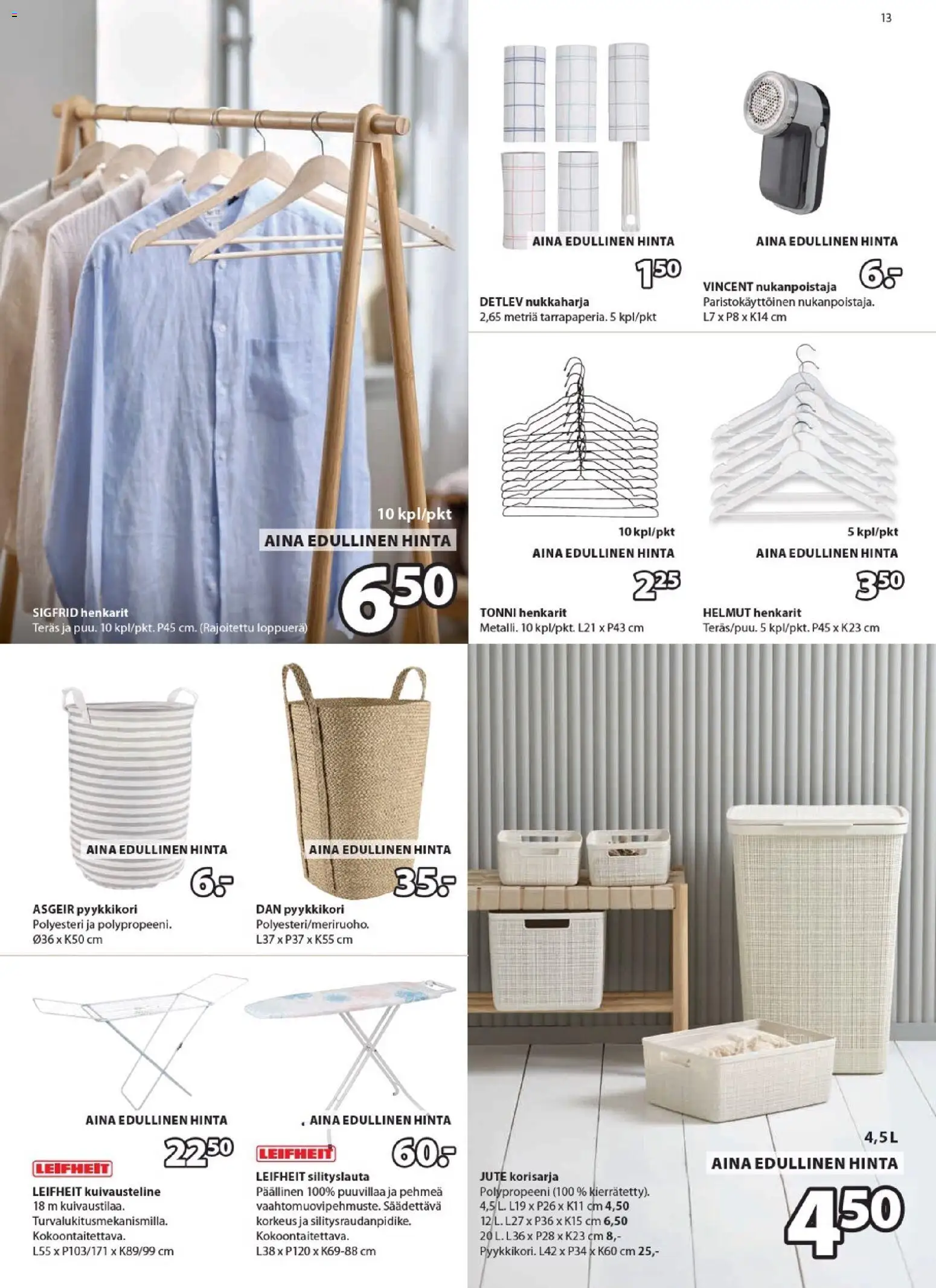 JYSK tarjoukset – voimassa 23.04.2026 alkaen | Sivu: 13 | Tuotteet: Pyykkikori, Silityslauta