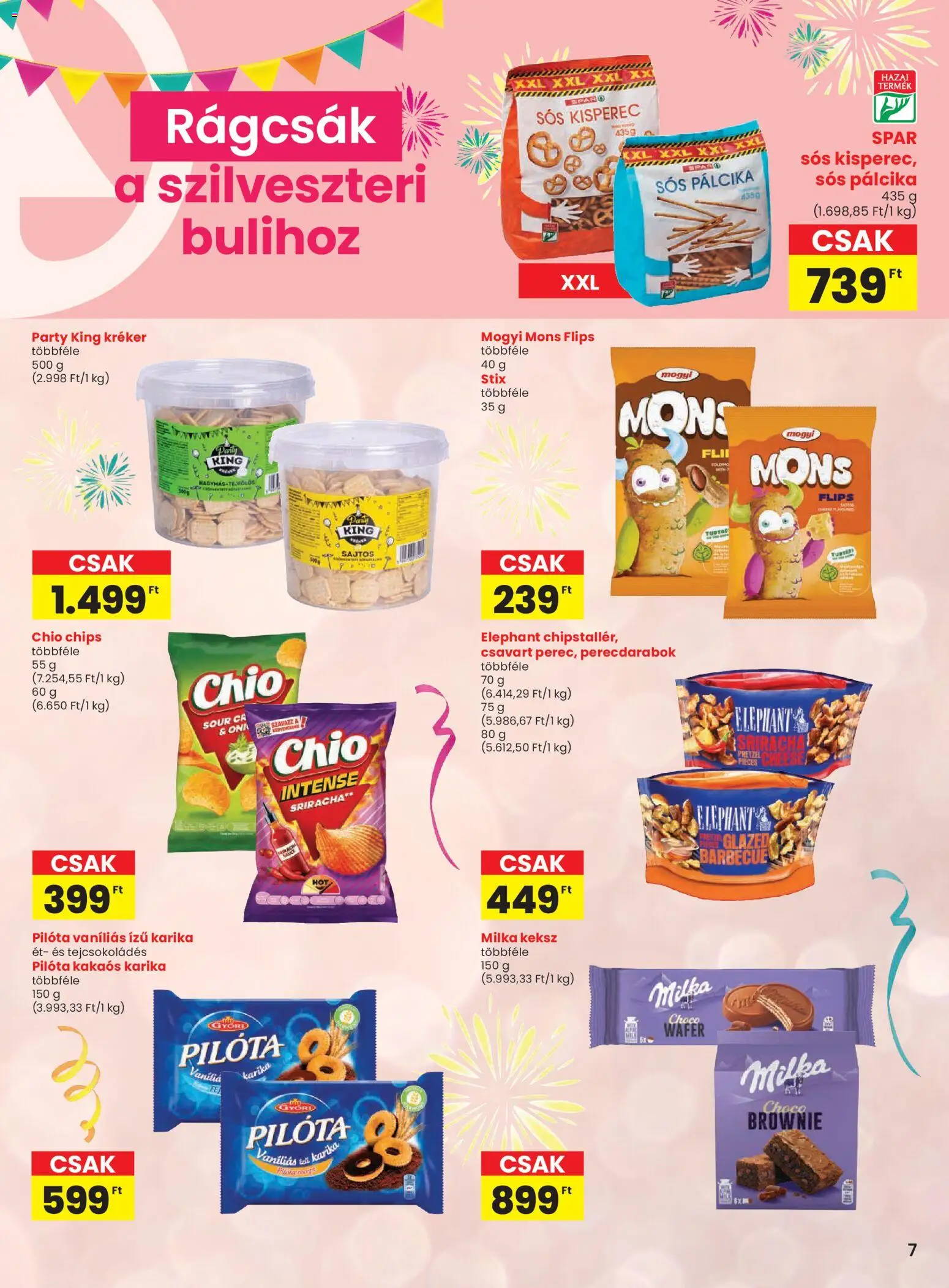 Spar akciós ujság - amely érvényes a következő dátumtól: 23.12.2025 | Oldal: 7 | Termékek: Chips, Kisperec, Sós pálcika, Brownie