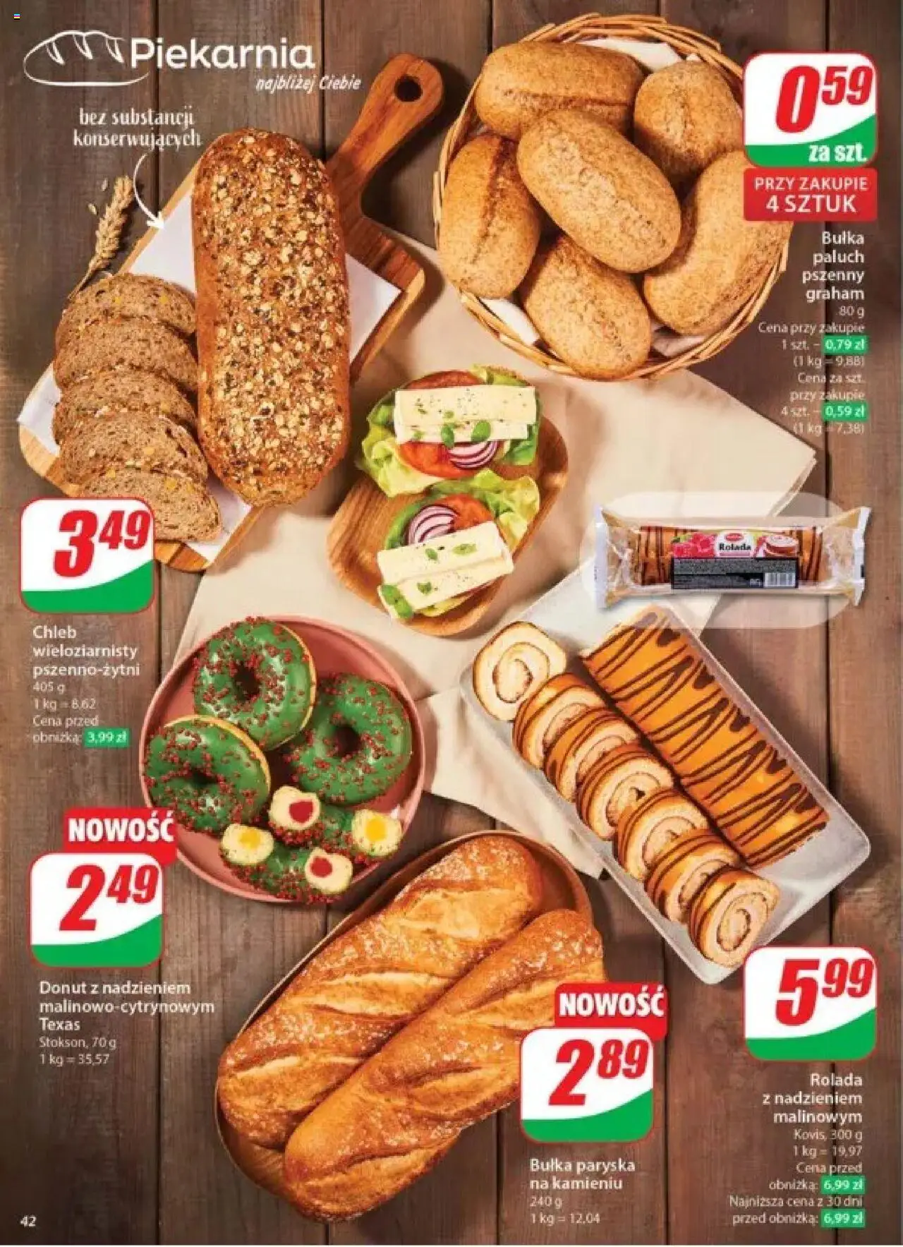 Dino Gazetka od 28.05.2025 | Strona: 42 | Produkty: Rolada, Piekarnia, Bułka, Donut