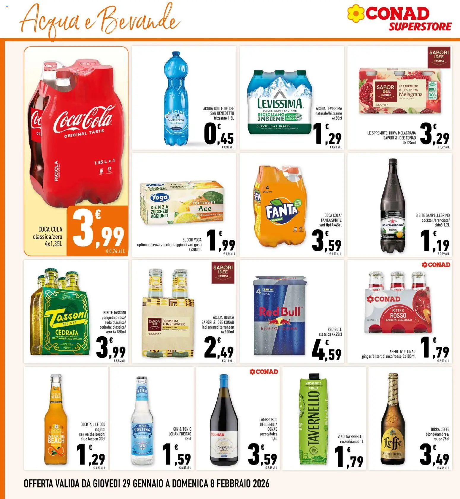Volantino Conad del 29.01.2026 | Pagina: 22 | Prodotti: Frutta, Vino, Coca Cola, Aperitivo