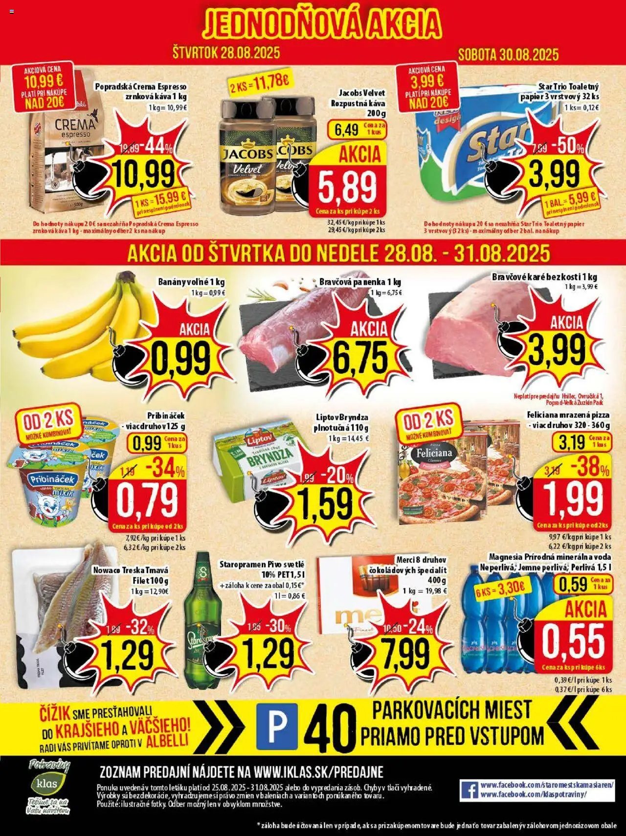 Klas leták │ platný od 25.08.2025 | Strana: 21 | Produkty: Jacobs Velvet, Banány, Magnesia, Zrnková káva