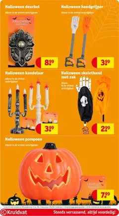 Halloween skelethand met zak, Alleen in de winkel verkrijgbaar. Halloween candy bag. - Voorbeeld van een folder van Kruidvat, geldig van 06.10.2025 | Pagina: 89 | Producten: Pompoen, Kan, Zak
