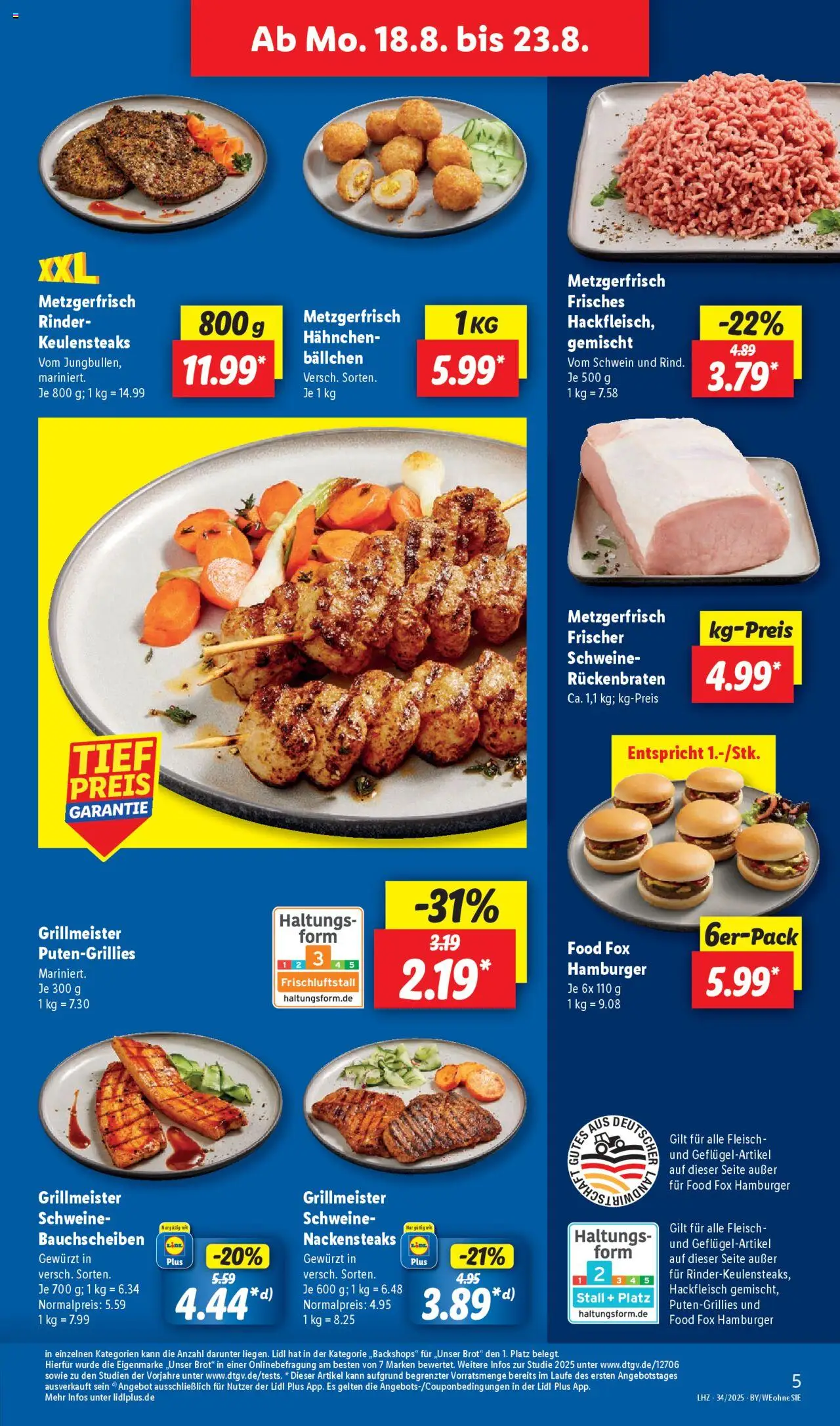 Lidl Prospekt Aarbergen	 - gültig ab dem 18.08.2025 | Seite: 7 | Produkte: Nackensteaks, Hahnchen, Brot, Hackfleisch