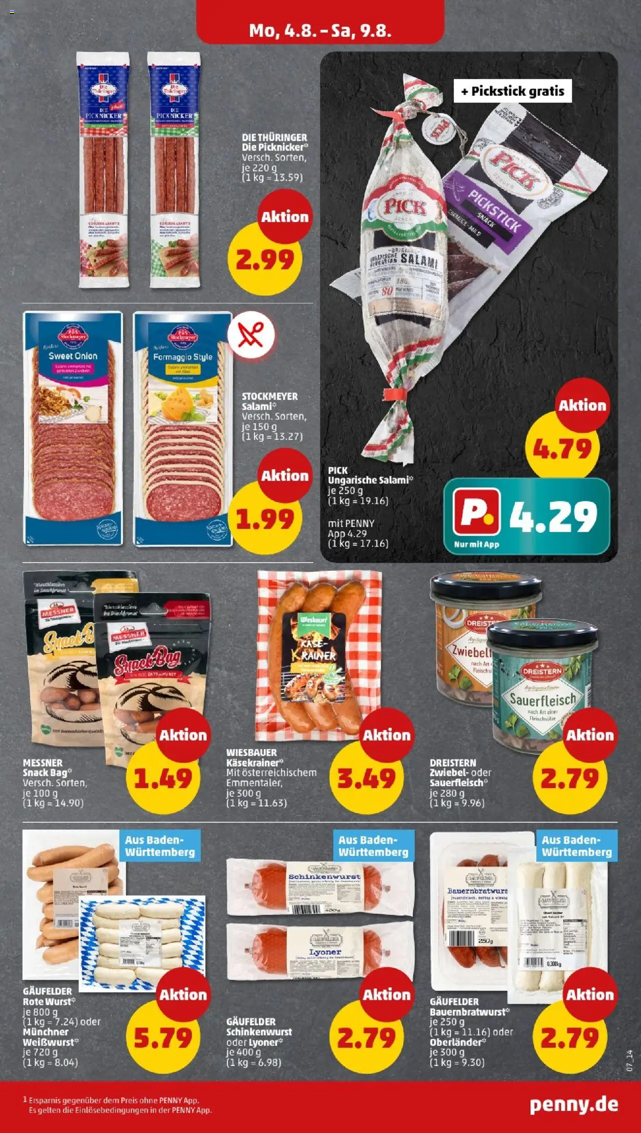 Penny - Baden-Württemberg - gültig ab dem 04.08.2025 | Seite: 7 | Produkte: Käsekrainer, Salami