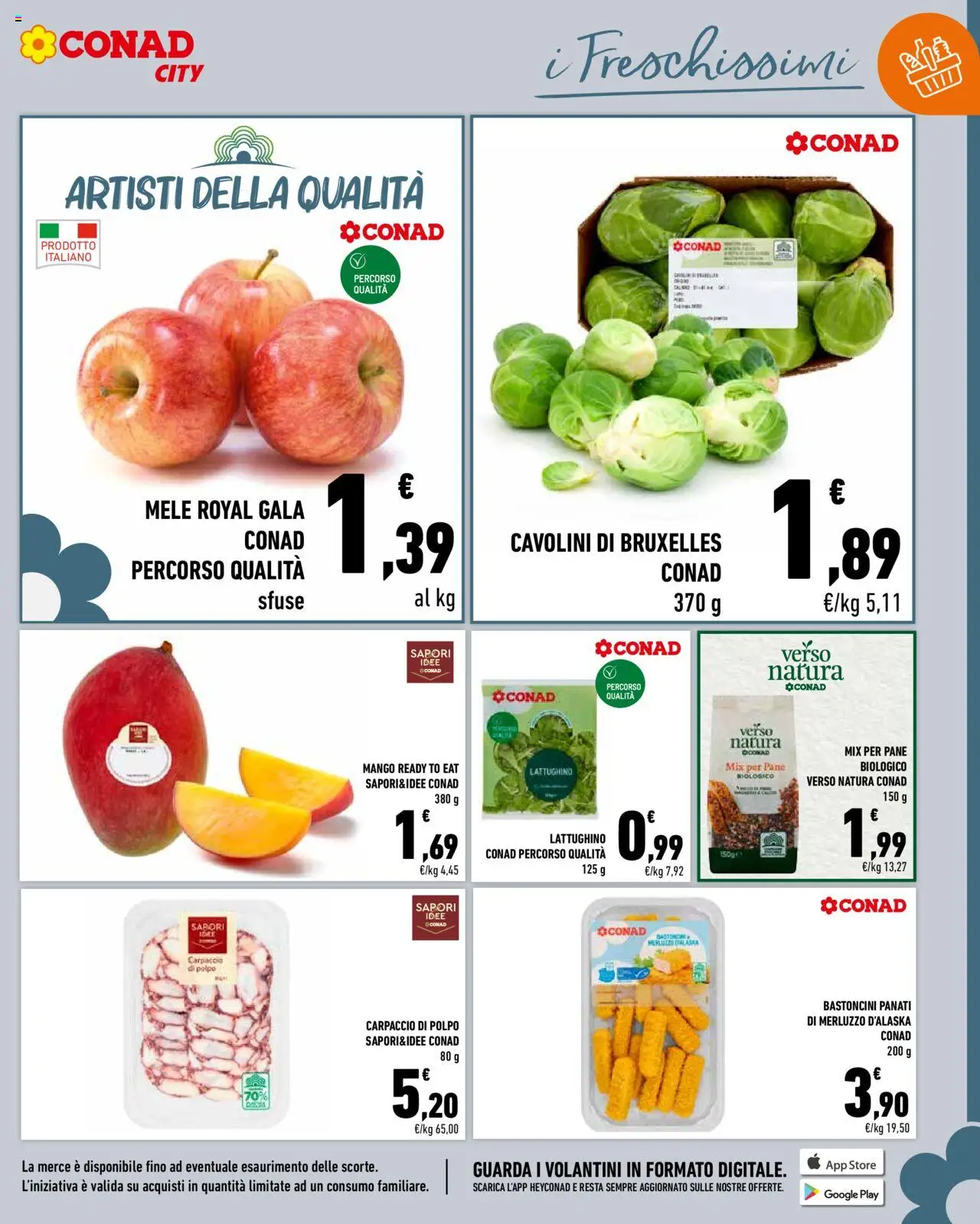 Volantino Conad del 03.10.2025 | Pagina: 7 | Prodotti: Mele, Merluzzo, Polpo, Cavolini di bruxelles