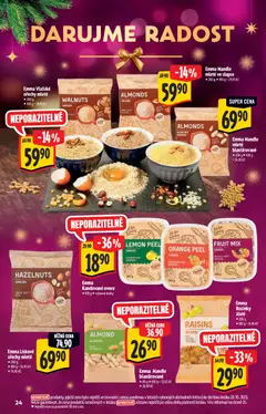 Náhled letáku Albert katalog - Supermarket od 29.10.2025 | Strana: 24 | Produkty: Rozinky, Ovoce, Lískové ořechy, Mandle