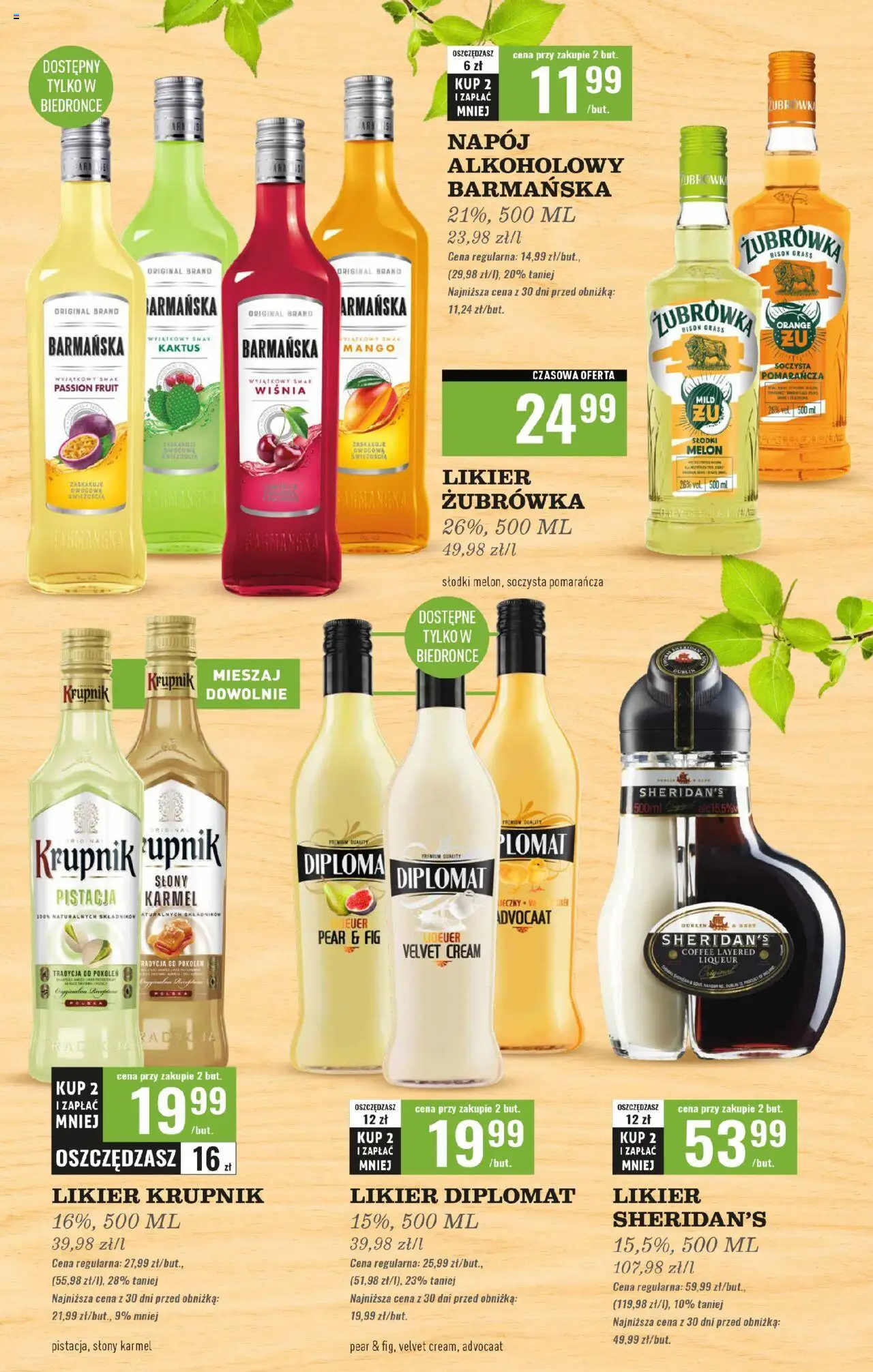 Biedronka gazetka - Czas na toast od 25.08.2025 | Strona: 37 | Produkty: Mango, Melon, Likier Sheridan's, Żubrówka
