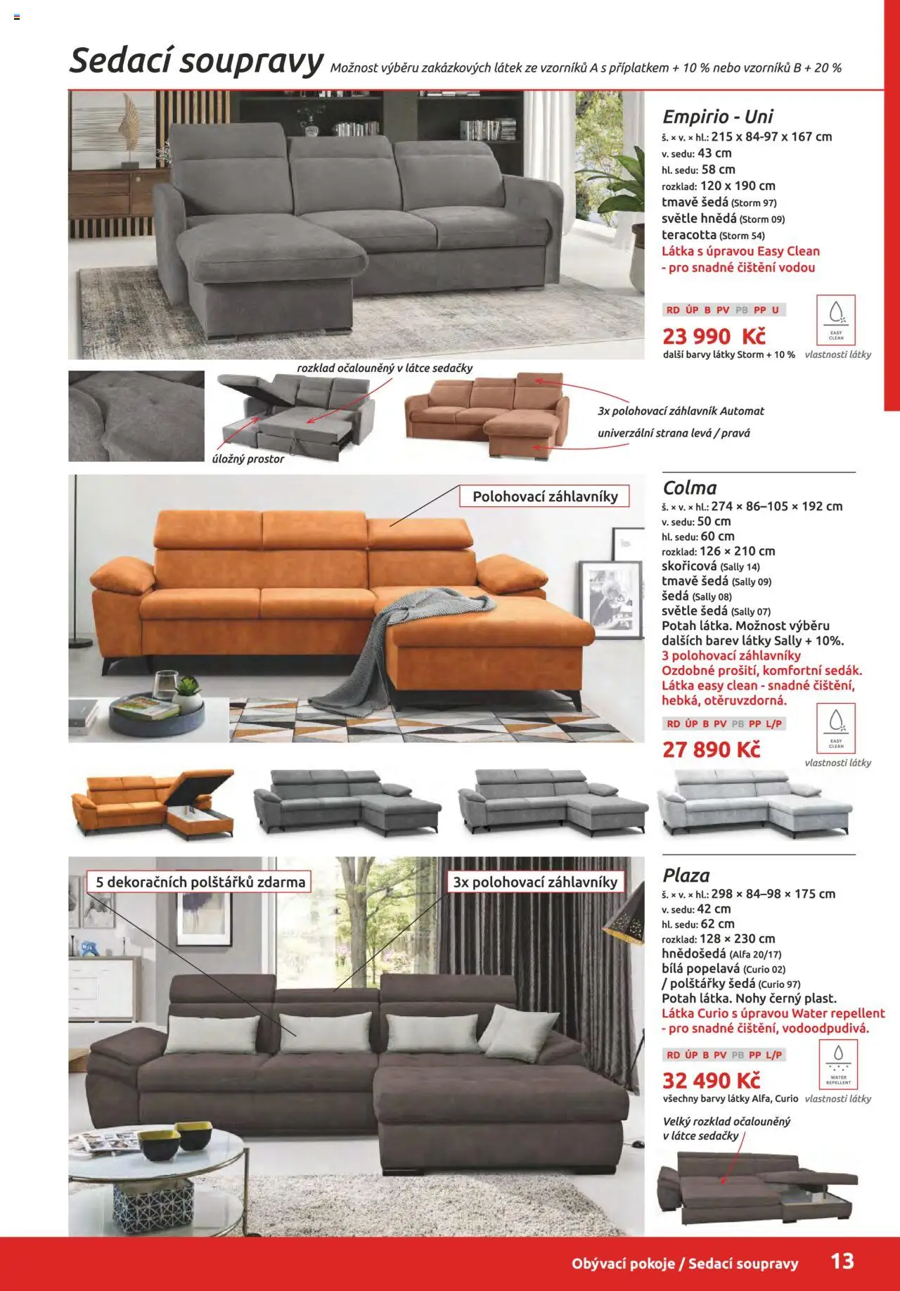 ORFA nábytek katalog 2025-2026 od 01.10.2025 | Strana: 13 | Produkty: Polštářky, Barvy, Sedačky