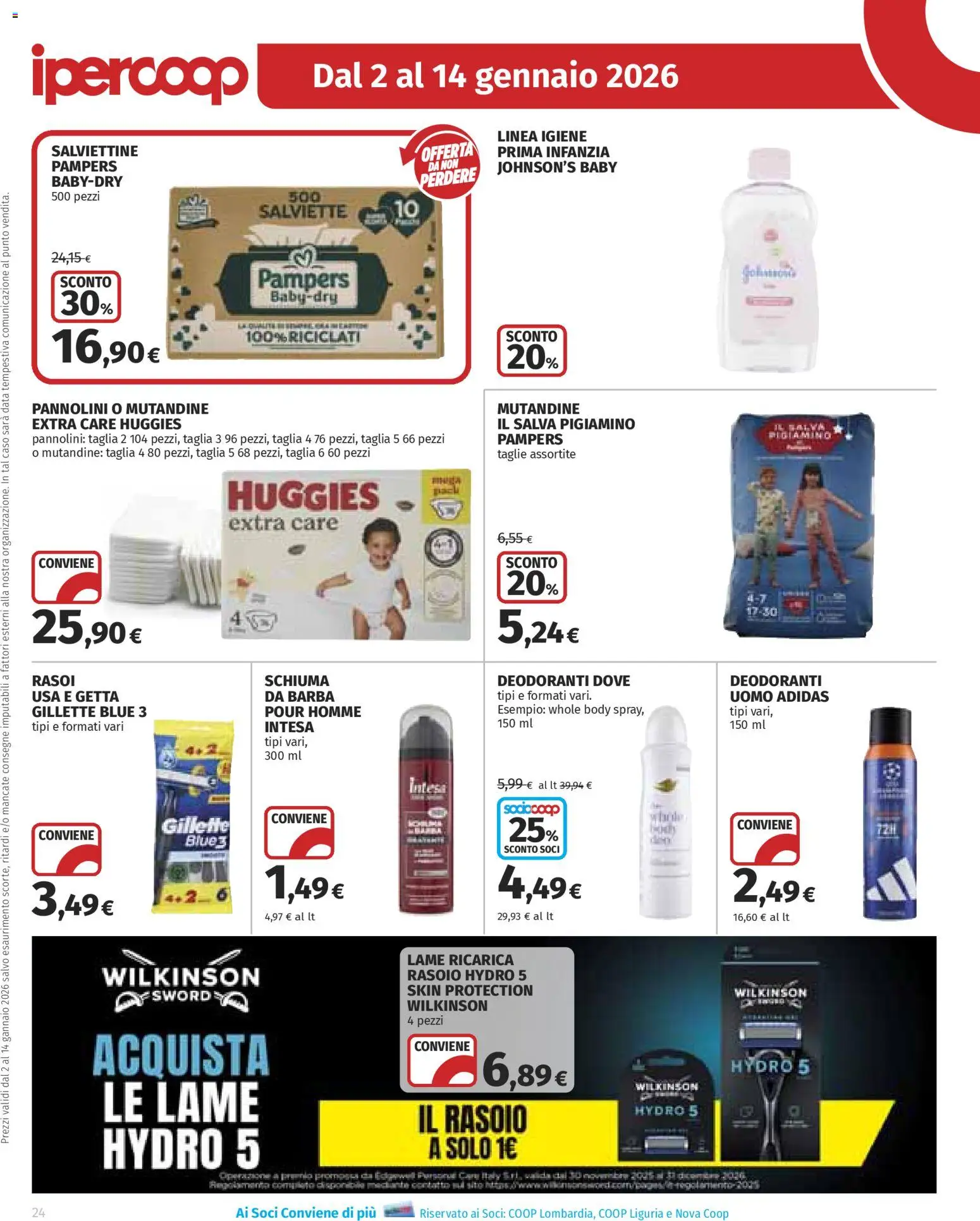 Volantino Ipercoop del 02.01.2026 | Pagina: 24 | Prodotti: Pannolini, Mutandine, Data, Pampers