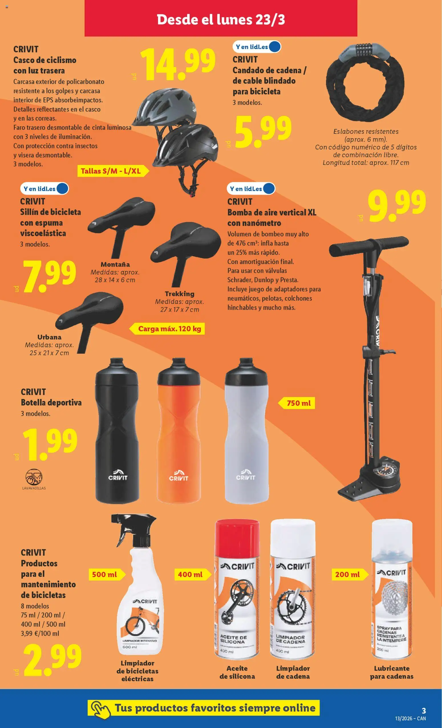 Lidl folleto de bazar │ válido desde el 23.03.2026 | Página: 7 | Productos: Bicicleta, Noodles αυγού, Cable, Lavavajillas