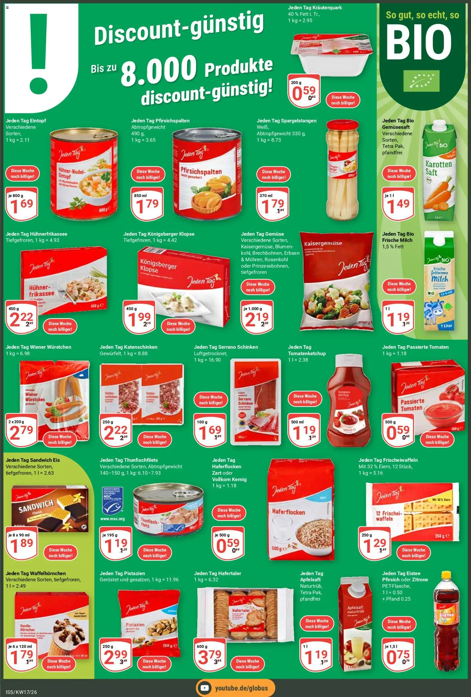 Globus Prospekt 	 – gültig ab 20.04.2026 | Seite: 2 | Produkte: Apfelsaft, Gemüse, Serrano schinken, Saft