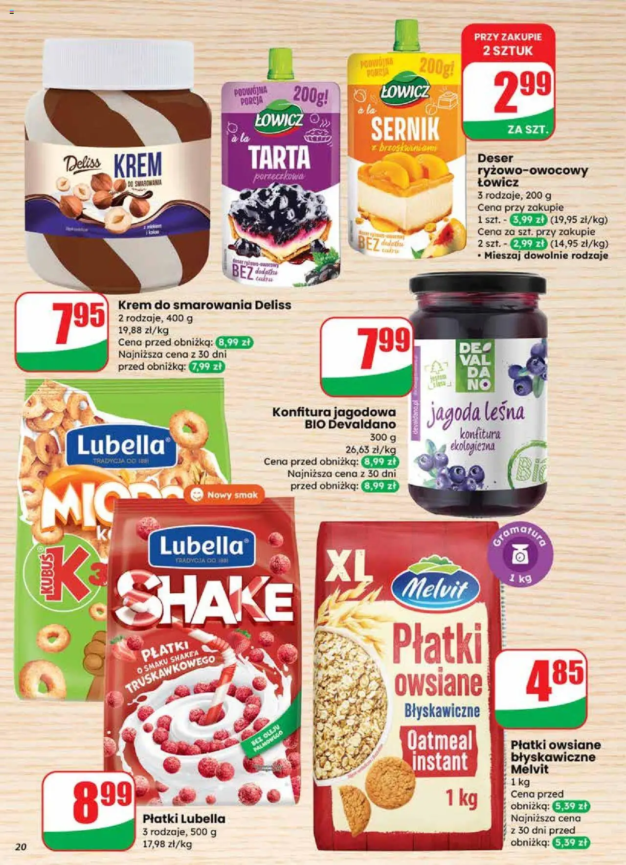 Dino Gazetka od 24.09.2025 | Strona: 20 | Produkty: Płatki owsiane, Płatki owsiane błyskawiczne, Płatki, Krem