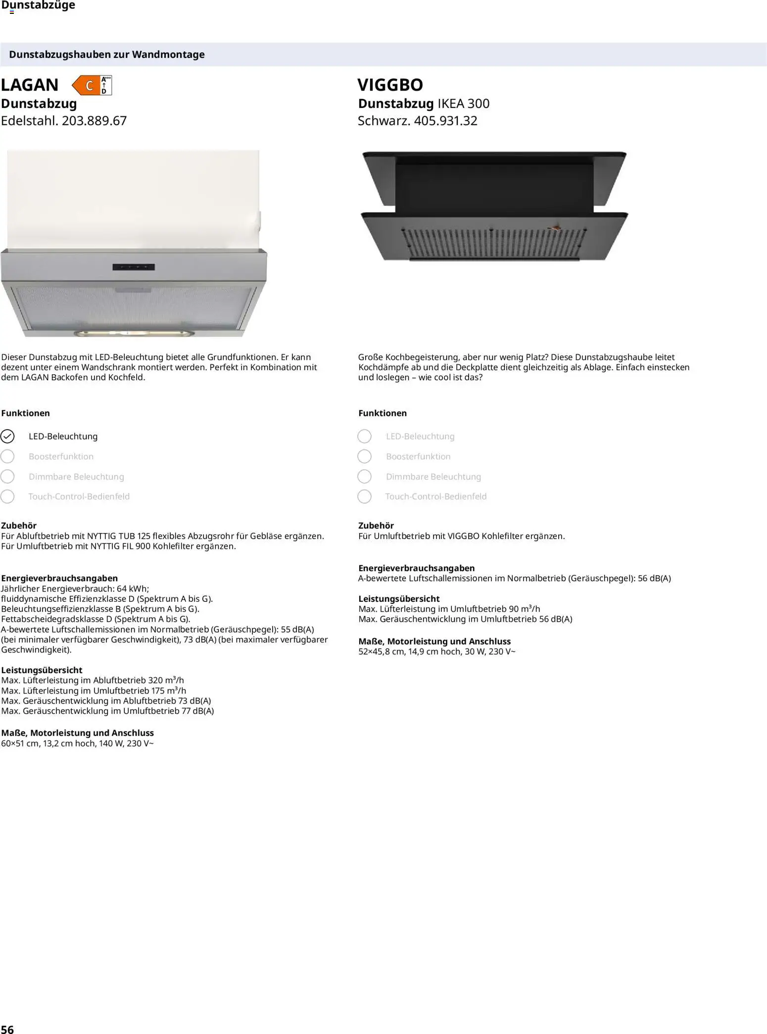 Ikea Elektrogeräte – gültig ab 02.01.2026 | Seite: 56 | Produkte: Backofen, Dunstabzug