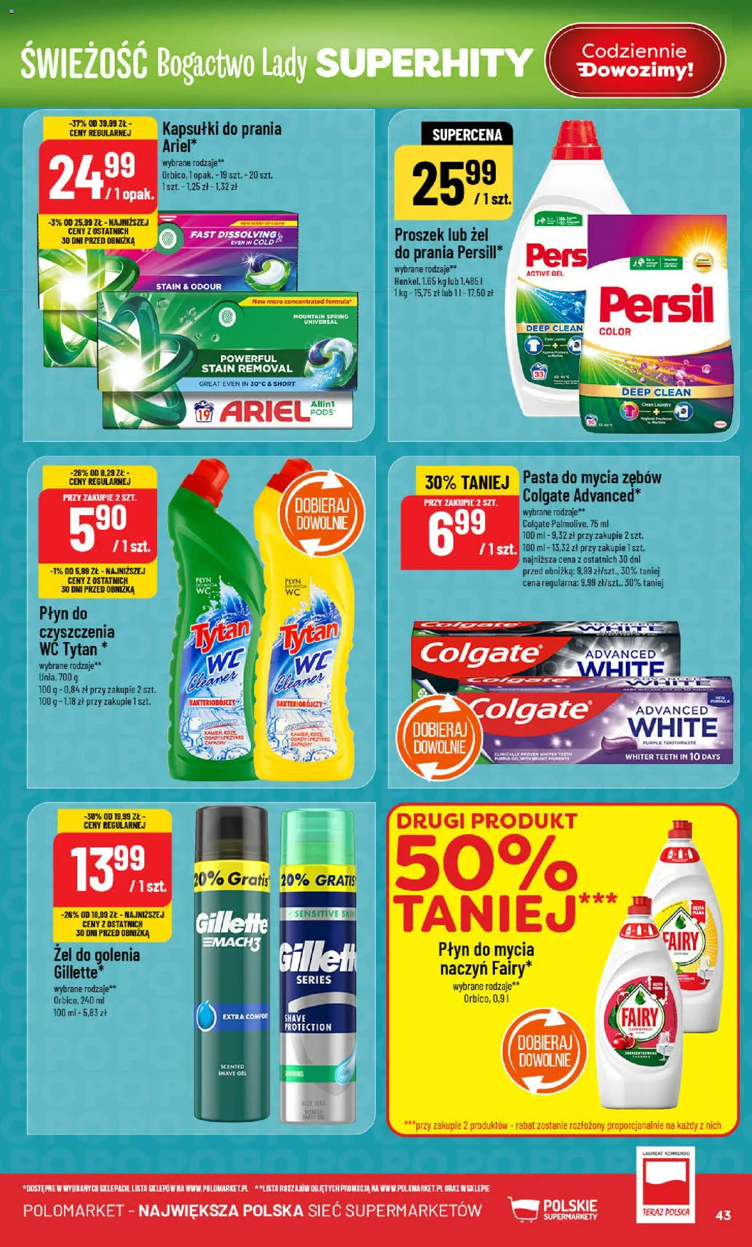 POLOmarket Gazetka od 18.02.2026 | Strona: 43 | Produkty: Gillette, Persil, Cleaner, Fairy