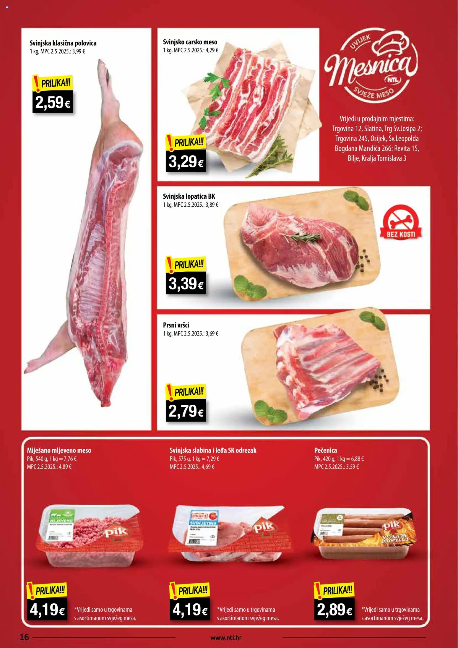 NTL katalog | vrijedi od 03.12.2025 | Stranica: 16 | Proizvodi: Carsko meso, Meso, Mljeveno meso, Lopatica