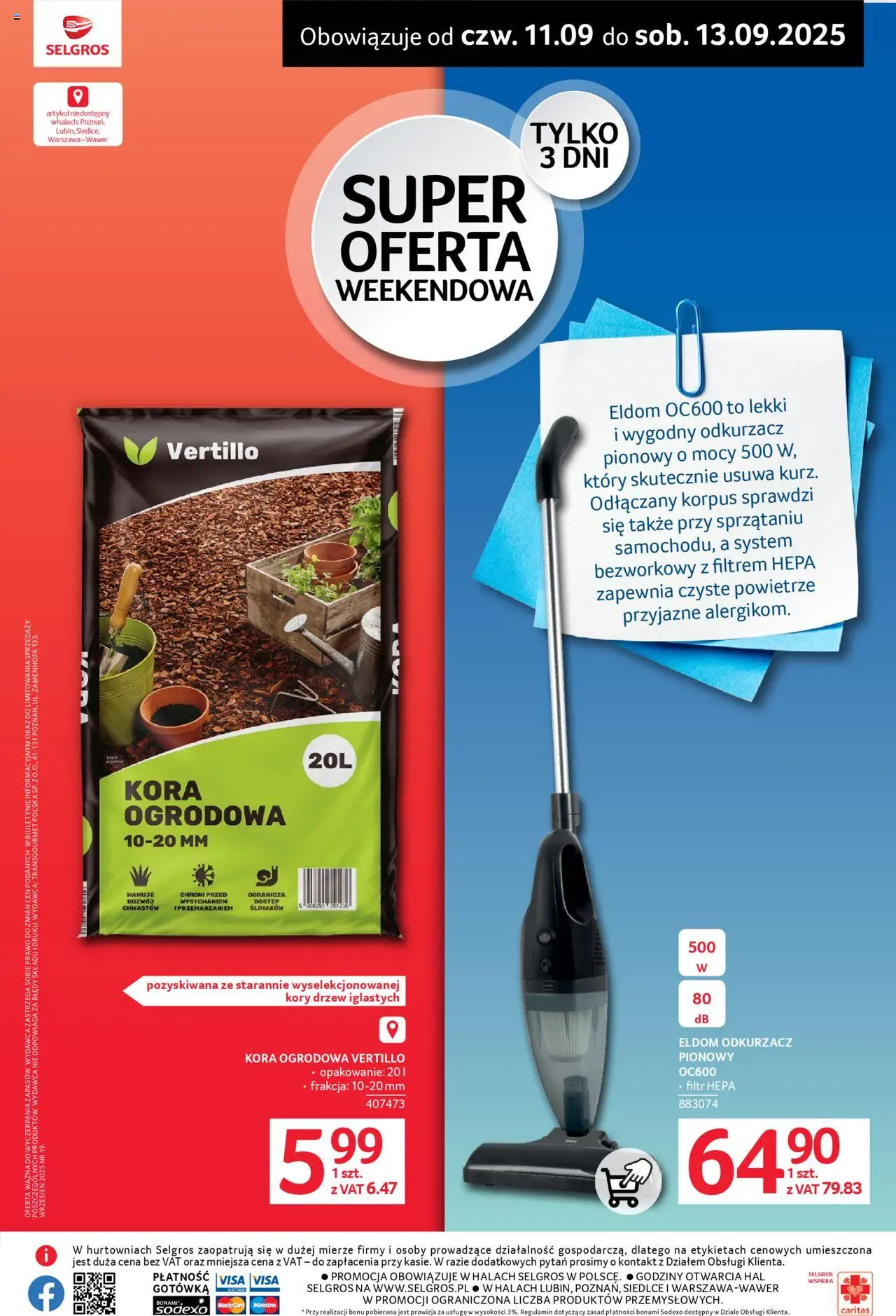 Selgros cash&carry Gazetka - Super oferta weekendowa od 11.09.2025 | Strona: 2 | Produkty: Odkurzacz, Odkurzacz pionowy