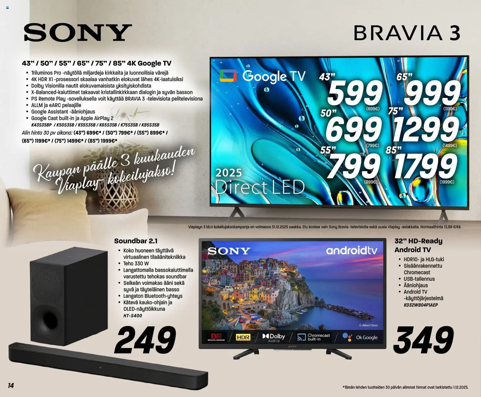 Veikon Kone tarjoukset – voimassa 08.12.2025 alkaen | Sivu: 14 | Tuotteet: Audio, Soundbar, TV