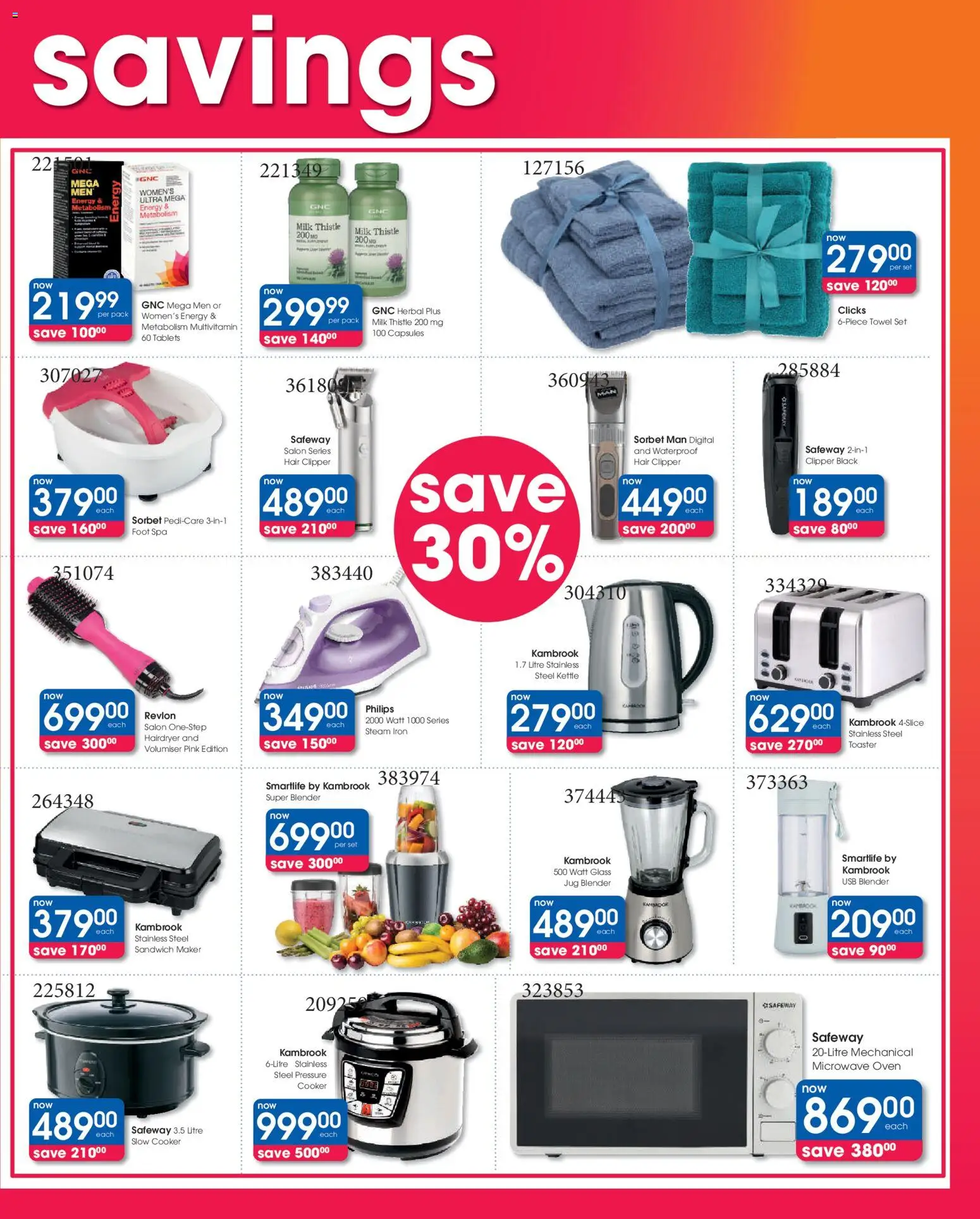 New Clicks catalogue – valid from 10.02.2026 | Page: 3 | Products: Microwave oven, Kettle, Towel, Pressure cooker