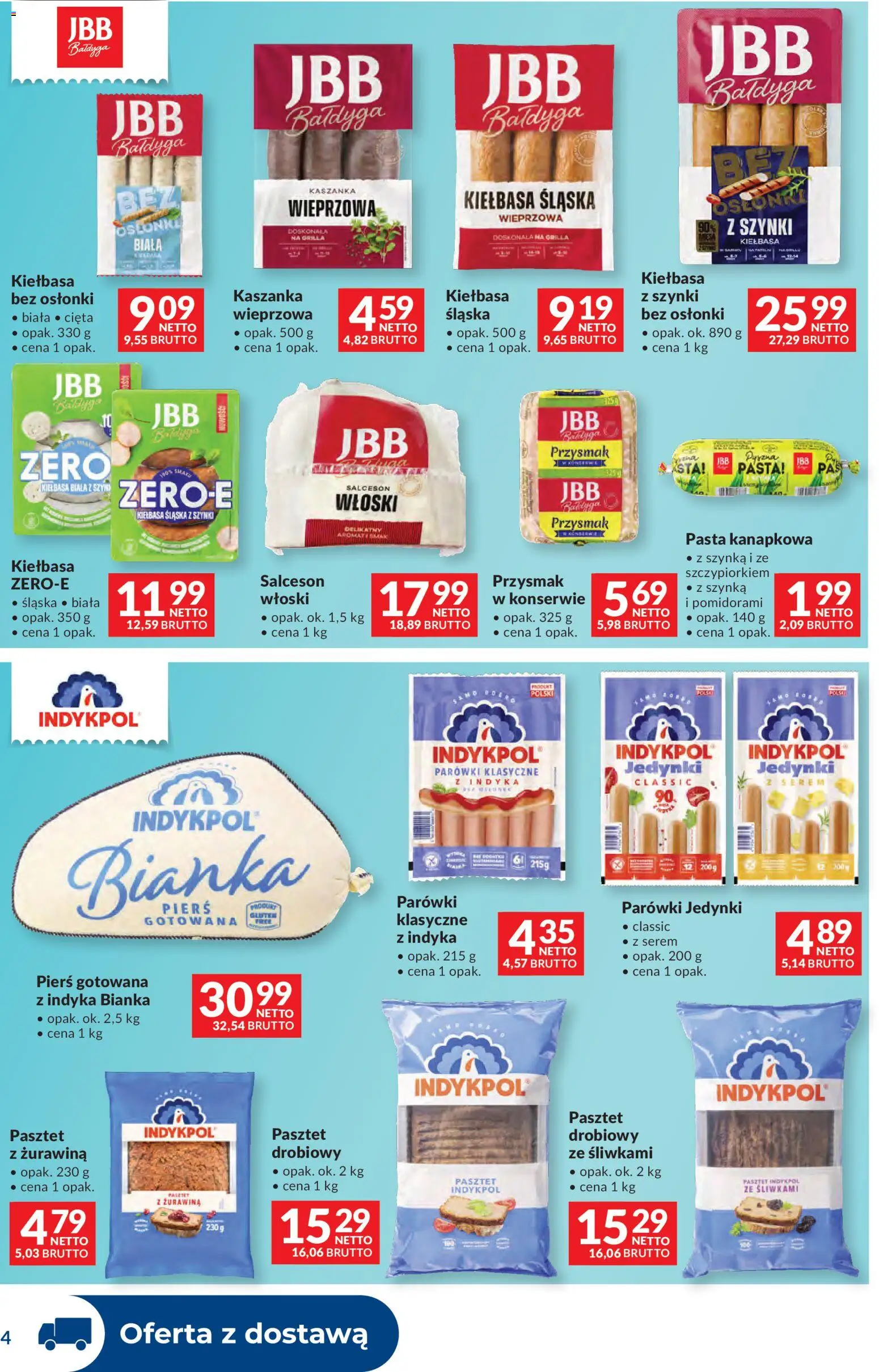Makro gazetka - Dystrybucja do sklepów od 28.04.2026 | Strona: 4 | Produkty: Parówki, Kaszanka, Szynka, Kiełbasa śląska