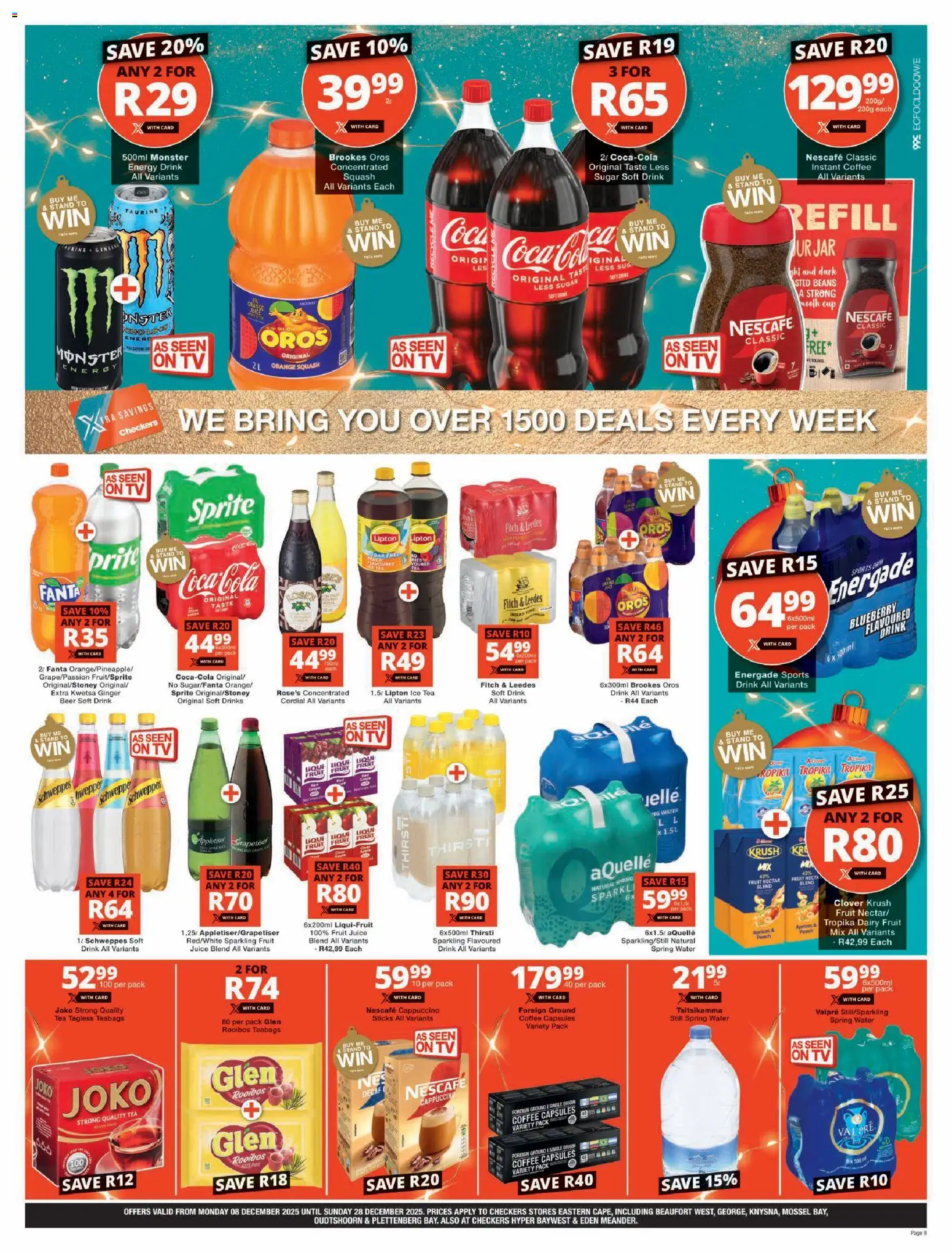 New Checkers catalogue – valid from 08.12.2025 | Page: 9 | Products: Beans, TV, Juice, Peach
