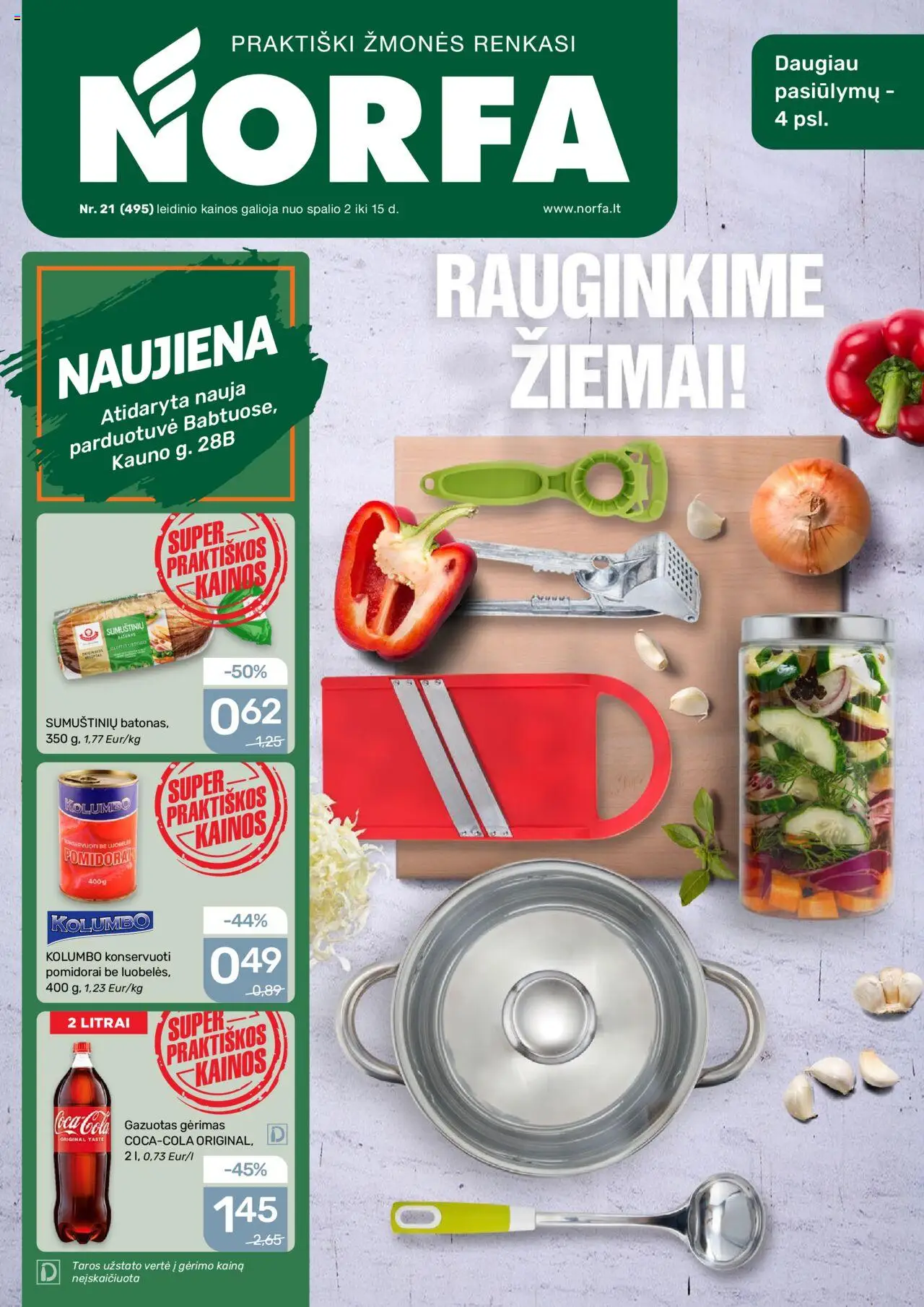 NORFA akcijos nuo 02.10.2025 | Puslapis: 1 | Prekių: Konservuoti pomidorai, Pomidorai