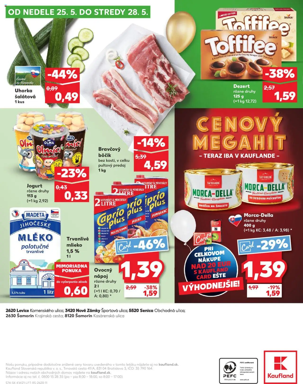 Nové Kaufland akcie – leták je platný od 22.05.2025 | Strana: 74 | Produkty: Bravčový bôčik, Toffifee, Omáčka, Špagety